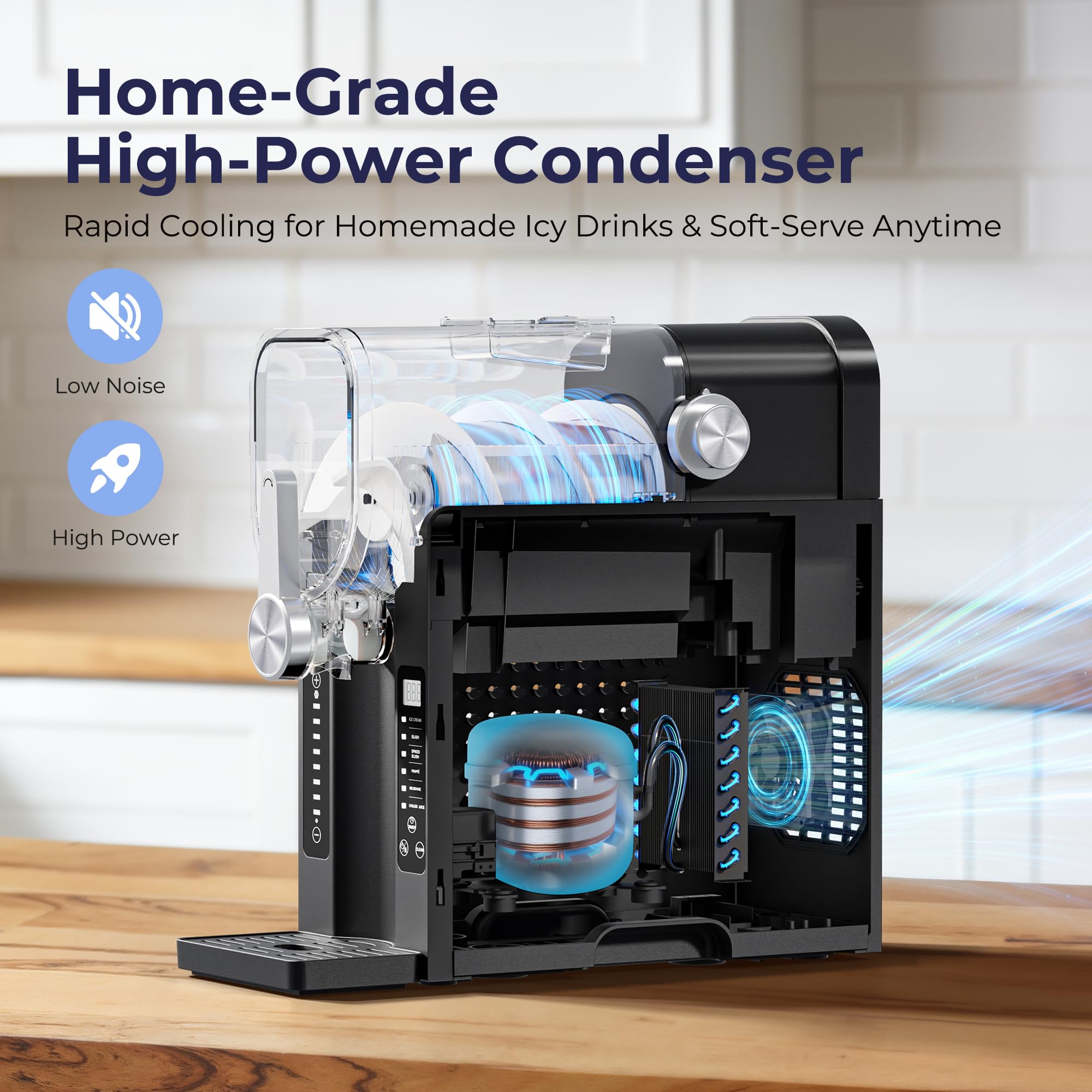 Slushie Machine, No Ice Needed Slushy Maker for Home, Real-Time Temp Display, Frozen Drink Maker with 6 Preset Programs for Ice Cream, Frappés, Milk Shake and More, Black, 1 Pack+3Modes 🍁 All In One Marketplace Canada