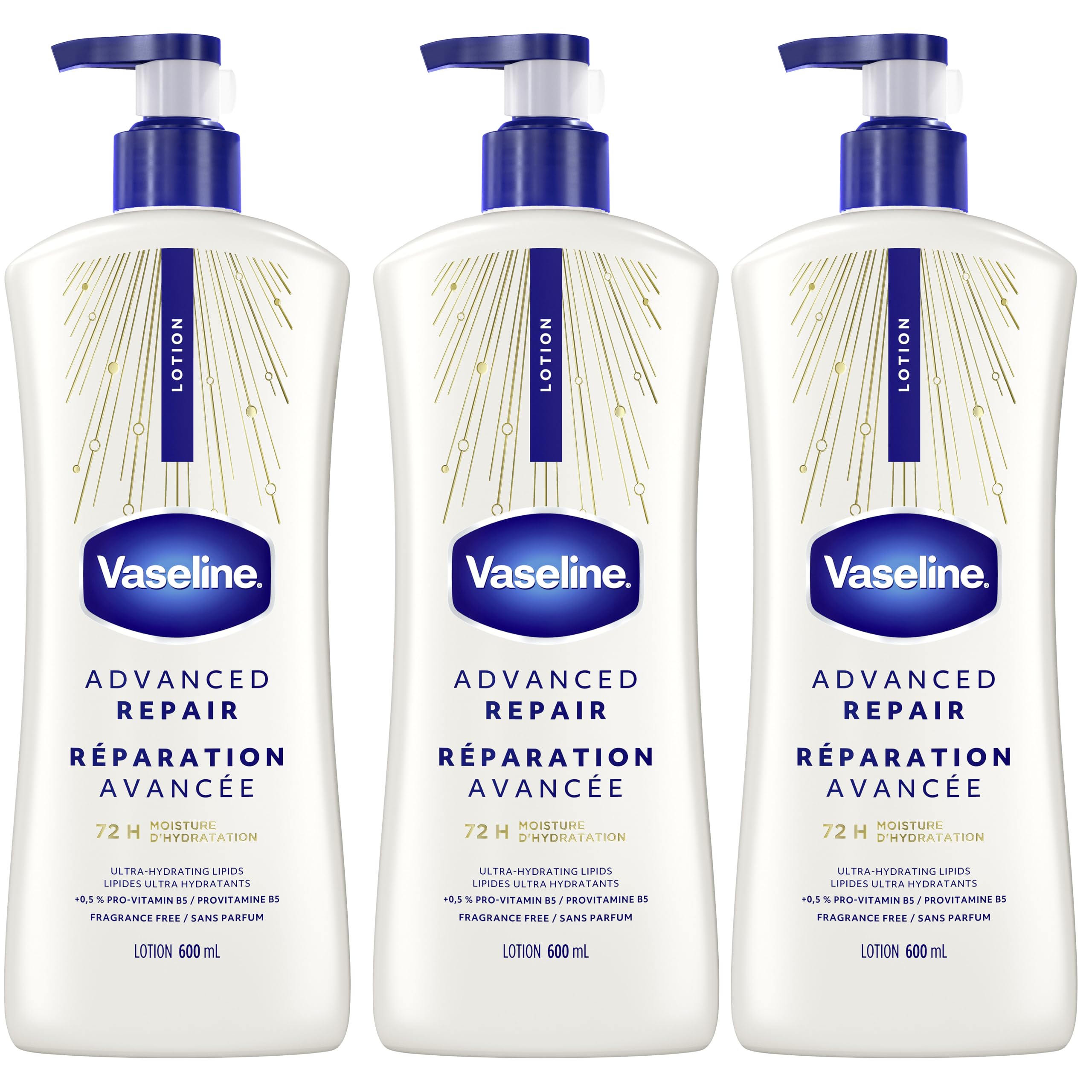 Vaseline Intensive Care Advanced Repair Unscented Body Lotion for Dry Skin with 48H Moisture + Ultra hydrating lipids, 600 ml (3-pack) 🍁 All In One Marketplace Canada