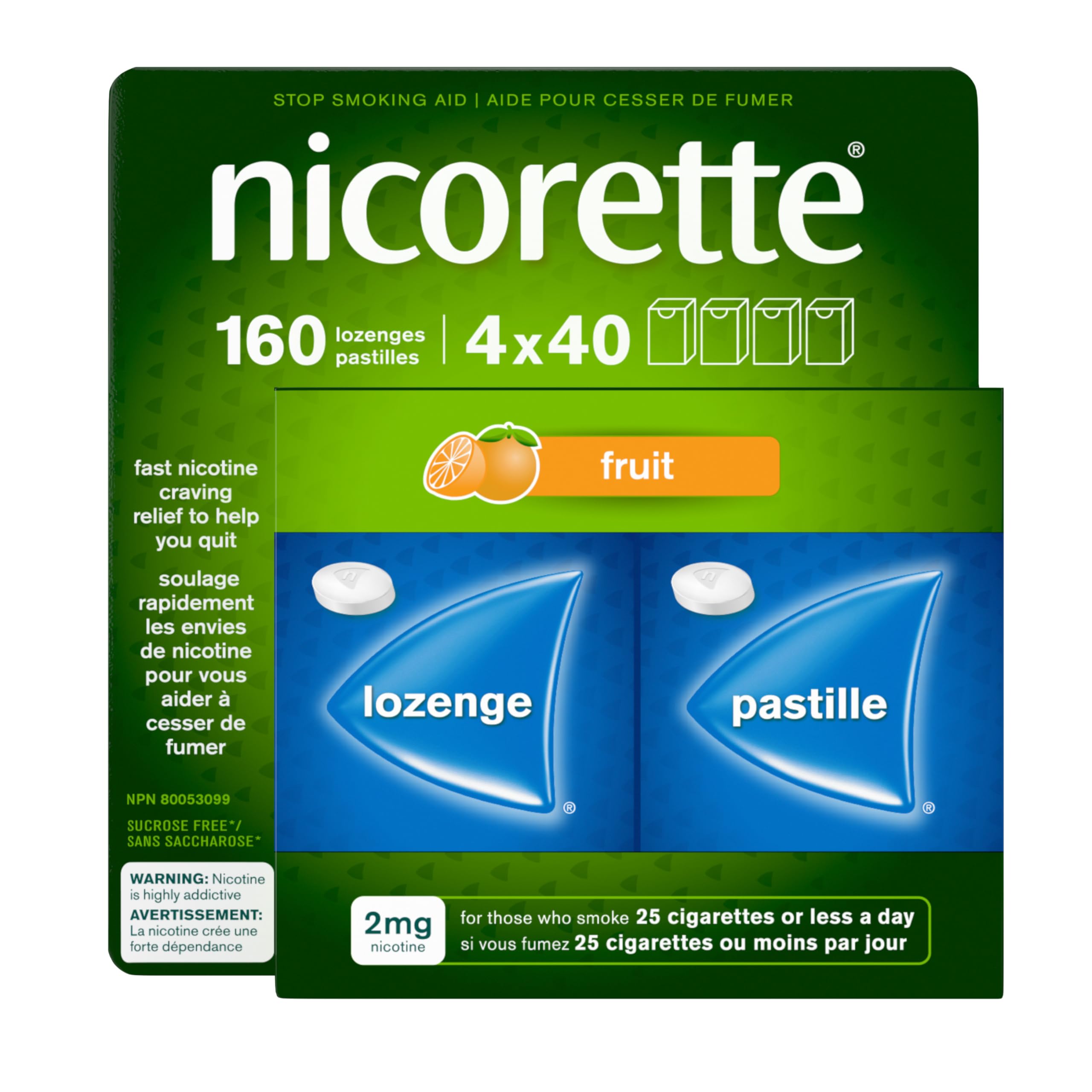 Nicorette 2mg Nicotine Lozenges Fruit, Quit Smoking Aid, 160 Count 🍁 All In One Marketplace Canada