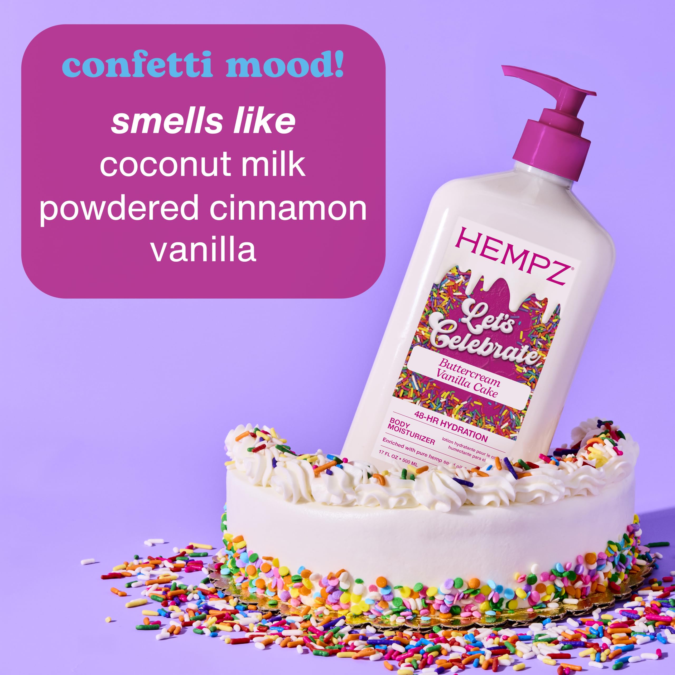 HEMPZ Body Lotion - Buttercream Cake Limited Edition Daily Moisturizing Cream, Shea Butter, Agave, Rice, Oat Hand and Body Moisturizer - Skin Care Products, Hemp Seed Oil - 17 Fl Oz 🍁 All In One Marketplace Canada