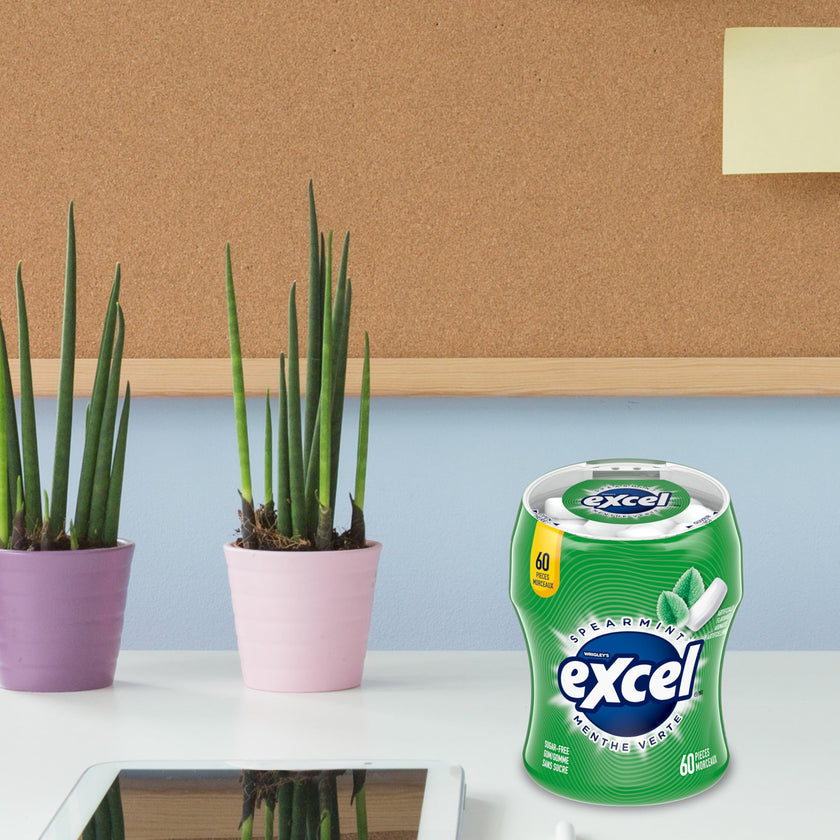 EXCEL, Spearmint Flavoured Sugar Free Chewing Gum, 60 Pieces, 6 Bottles 🍁 All In One Marketplace Canada