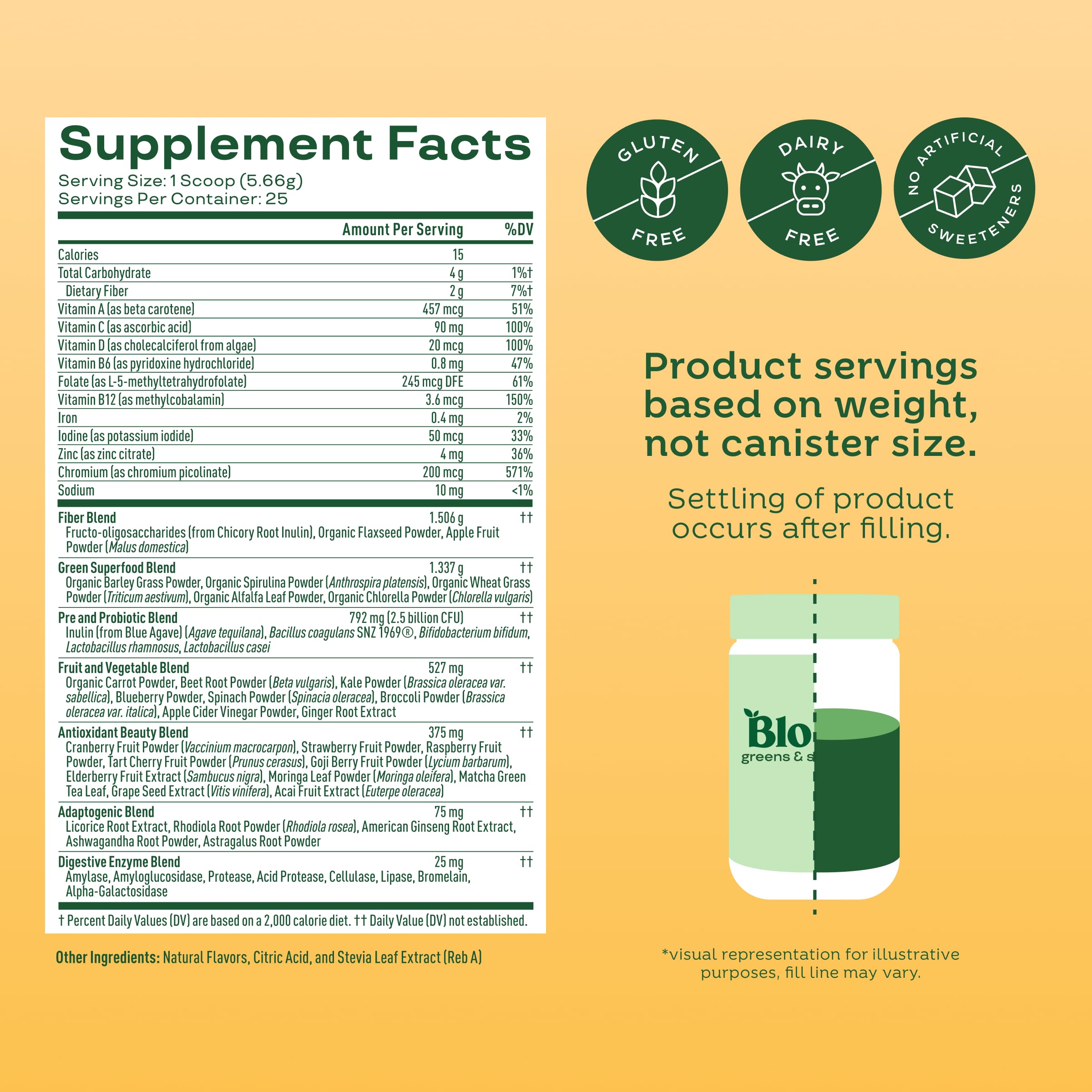 Bloom Nutrition Superfood Greens Powder, Digestive Enzymes with Probiotics and Prebiotics, Gut Health, Bloating Relief for Women, Chlorella, Green Juice Mix with Beet Root Powder, 25 SVG, Mango 🍁 All In One Marketplace Canada