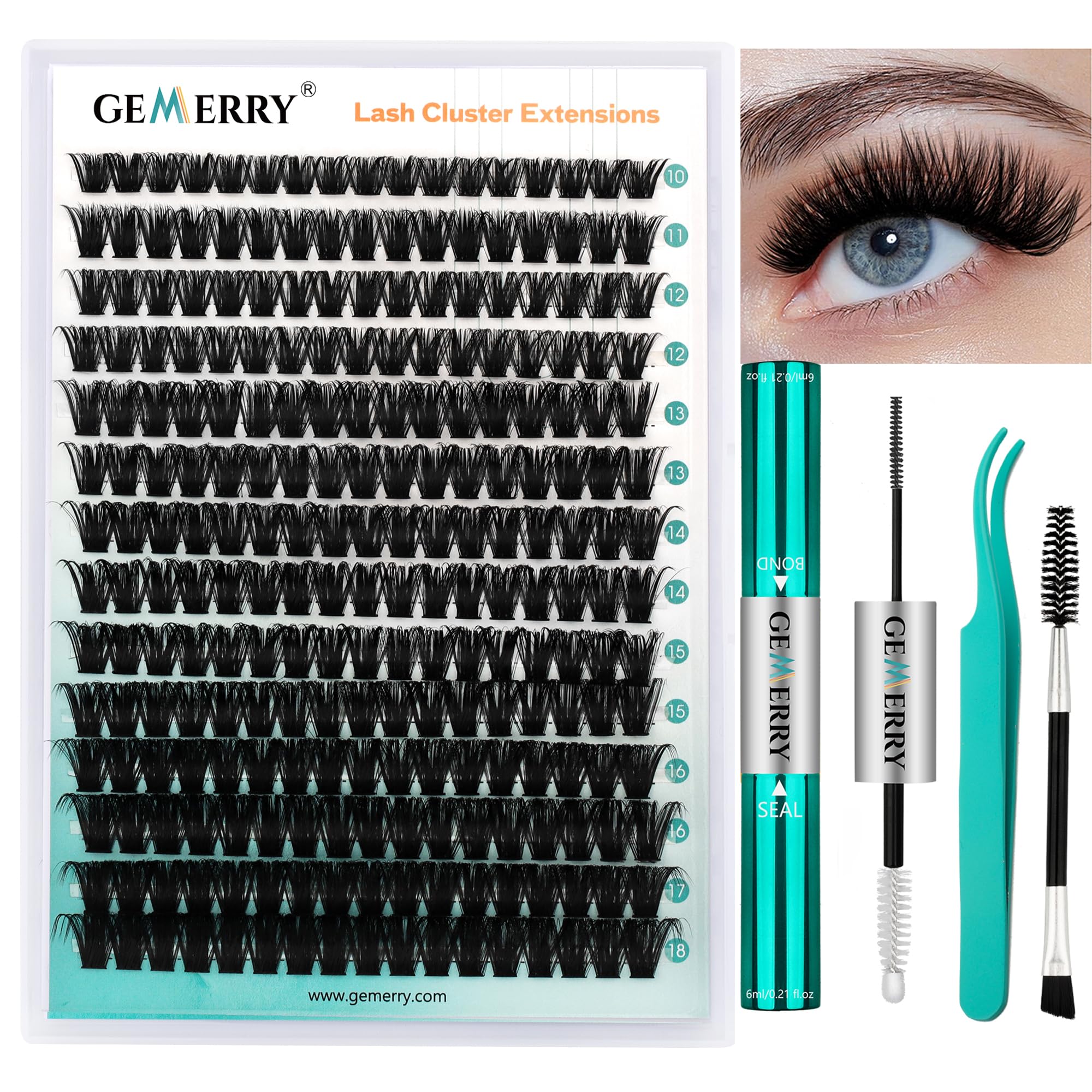 GEMERRY Cluster Lashes Lash Clusters Lash Extension Kit Black Brown Eyelashes 3D-200D 8-20mm (1 count (Pack of 1), Beginner Set-80D) 🍁 All In One Marketplace Canada