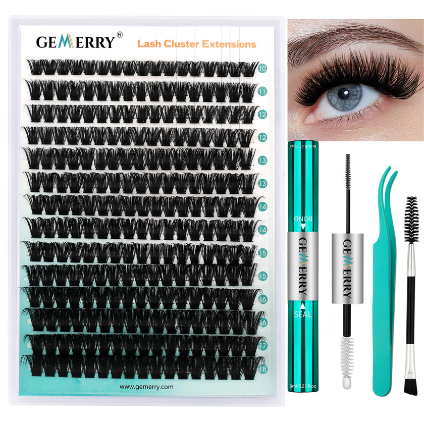 GEMERRY Cluster Lashes Lash Clusters Lash Extension Kit Black Brown Eyelashes 3D-200D 8-20mm (1 count (Pack of 1), Beginner Set-80D) 🍁 All In One Marketplace Canada