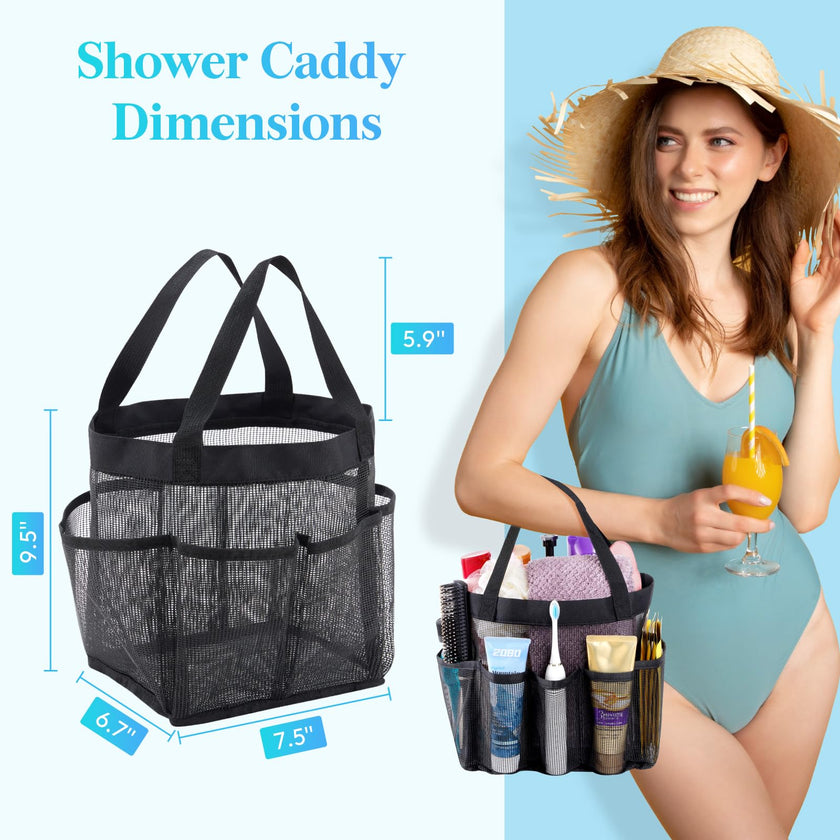 Lifewit Mesh Shower Caddy Freestanding Portable Shower Tote Bag for College Dorm, Bathroom, Gym, Travel, Quick Dry Hanging Shower Organizer with 7 Storage Pockets for Toiletry Essentials, Medium,Black 🍁 All In One Marketplace Canada