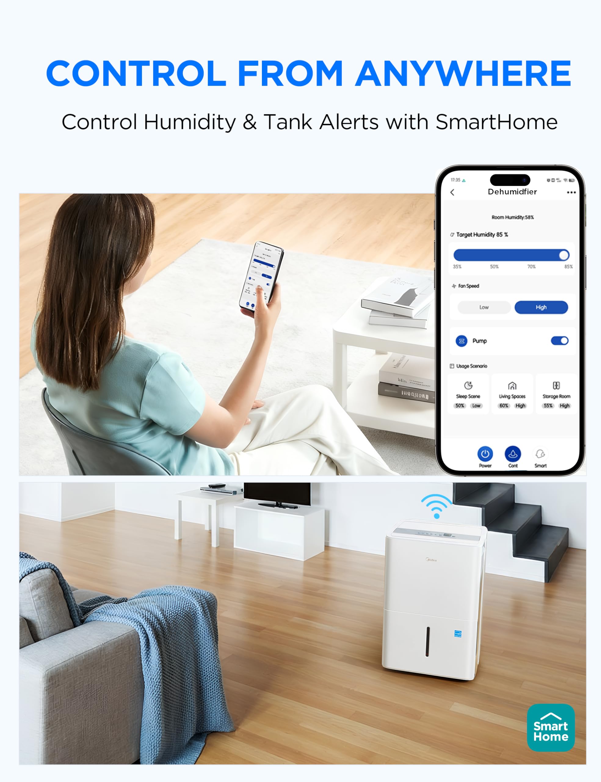 Midea Dehumidifier for Basement, Energy Star, WiFi Enabled, 22 Pint DOE 🍁 All In One Marketplace Canada