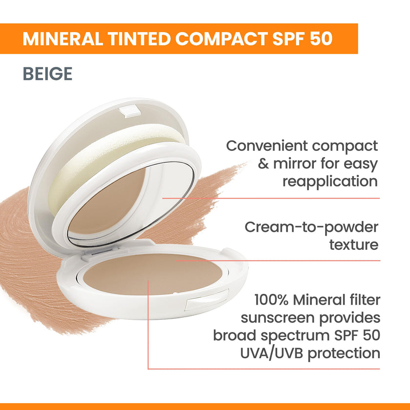 Eau Thermale Avène High Protection Beige Tinted Compact, Broad Spectrum SPF 50+, UVA/UVB Blue Light Protection, Water Resistant, Non-Greasy, 10 g 🍁 All In One Marketplace Canada