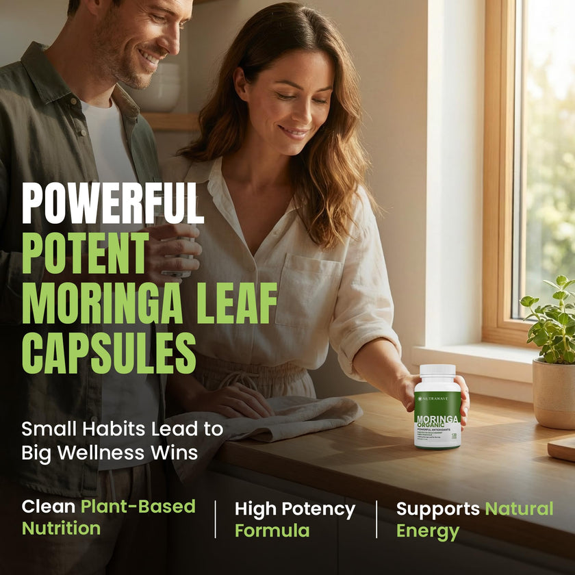 Nutrawave ORGANIC MORINGA LEAF Capsules 1200mg High Potency (2 x 600mg) – Gluten Free, Non-GMO, Vegan-Friendly Antioxidant Supplement -120 Capsules 🍁 All In One Marketplace Canada