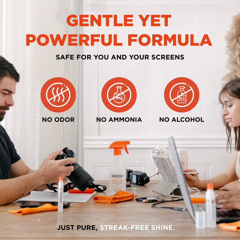 WHOOSH! Screen Shine Pro 500 ml Refillable OLED TV Screen Cleaner, Safe & Streak Free Electronic Cleaner for Laptop, Monitor, MacBook, Camera Cleaning Kit with 37 x 37 cm Microfiber Cloth 🍁 All In One Marketplace Canada