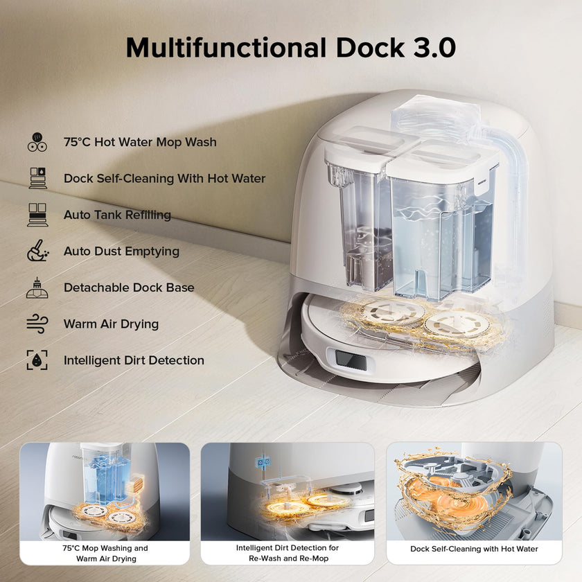 roborock Qrevo Curv S5X Robot Vacuum and Mop, 18,500Pa Suction, Zero-Tangling Design, FlexiArm Side Brush & Mop, Smart Obstacle Avoidance, Self-Washing & Drying, Self-Emptying, Perfect for Carpet 🍁 All In One Marketplace Canada
