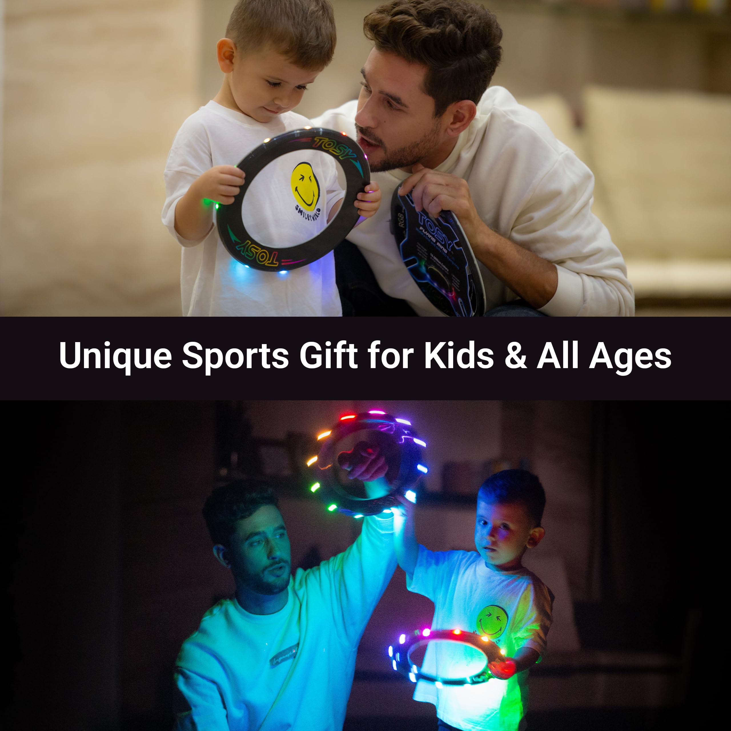 TOSY Flying Ring - 12 Monocolor LEDs, Super Bright, Lost Mode, Auto Light Up, Birthday Gift for Kid/Teen/Boy/Girl, Safe, Waterproof, Pool/Beach/Camping Toy (Blue) 🍁 All In One Marketplace Canada