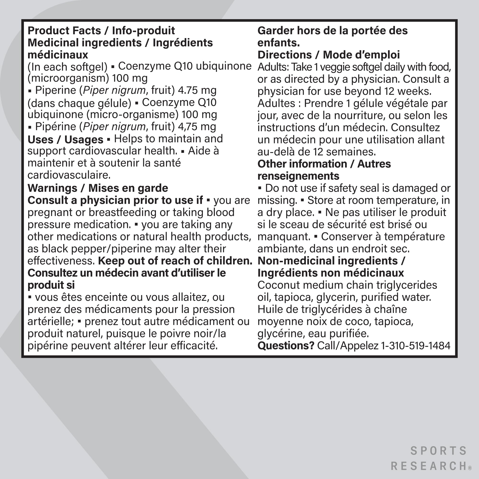Sports Research® CoQ10 (100mg) Enhanced w/Coconut Oil & Bioperine (Black Pepper) for Better Absorption | Vegan Certified, Non-GMO Verified (120 Veggie Softgels) 🍁 All In One Marketplace Canada
