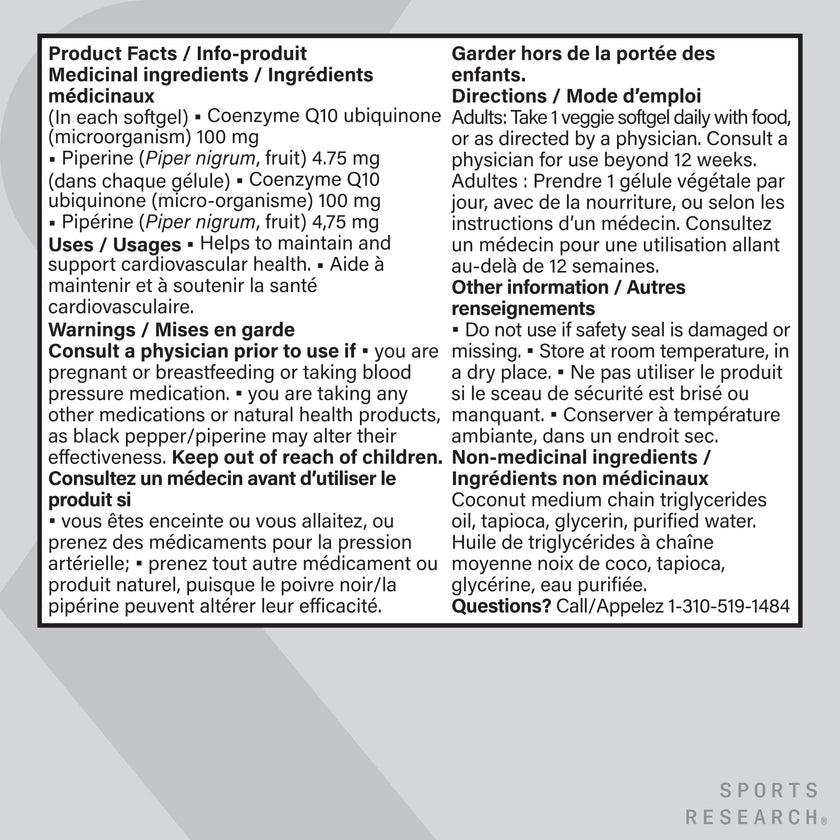 Sports Research® CoQ10 (100mg) Enhanced w/Coconut Oil & Bioperine (Black Pepper) for Better Absorption | Vegan Certified, Non-GMO Verified (120 Veggie Softgels) 🍁 All In One Marketplace Canada