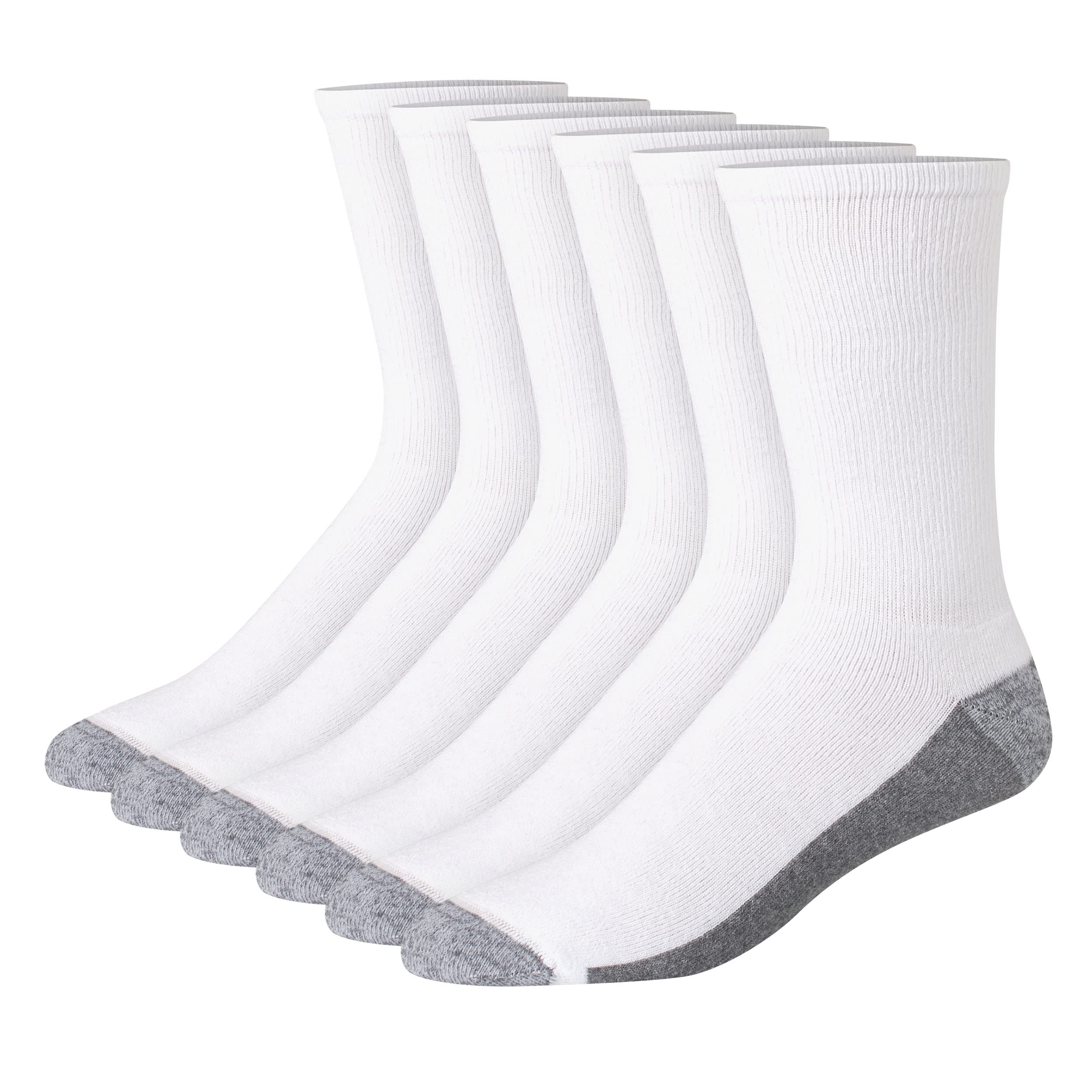 Hanes Men's Socks, Max Cushioned Crew Socks, Available in 6, 8, and 12-Pack, White/Grey Foot Bottom, 12-14 🍁 All In One Marketplace Canada