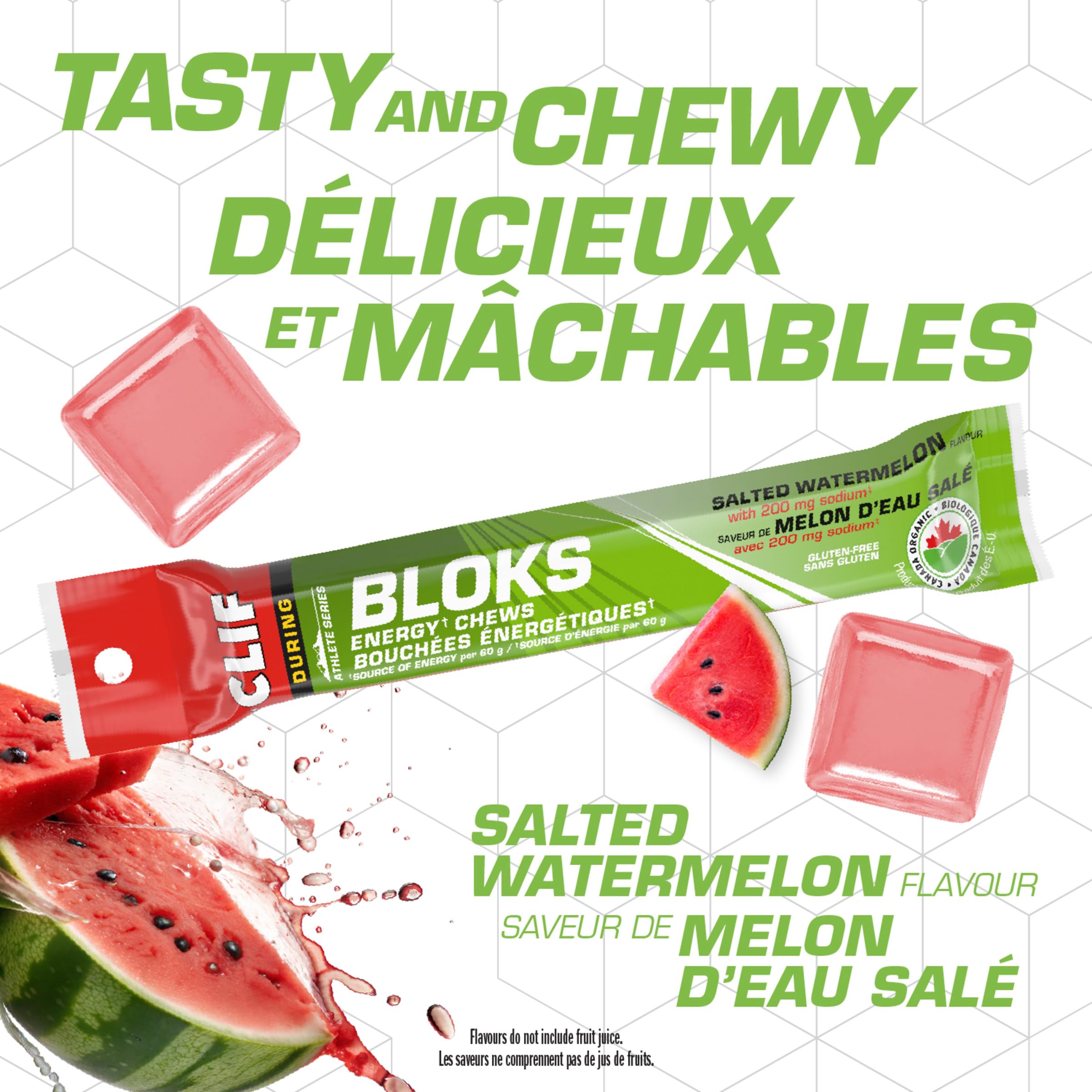 CLIF BLOKS Energy Chews, Salted Watermelon flavour, Gluten Free, Organic, No Artificial Flavours, 60 g (Pack of 18) 🍁 All In One Marketplace Canada