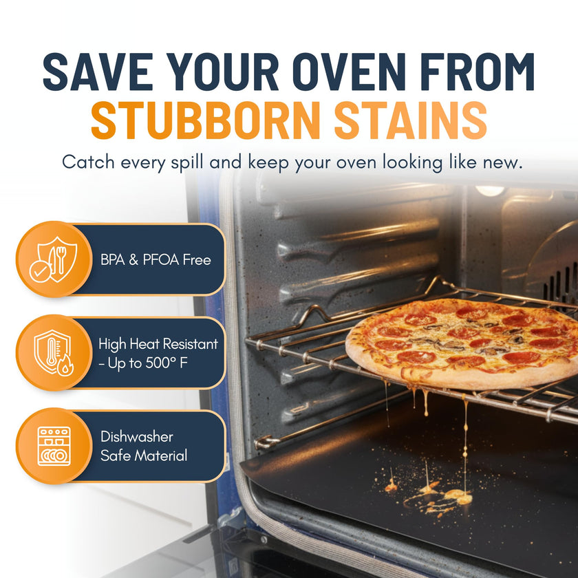 Oven Liners for Bottom of Oven - 2 Pack Large Heavy Duty Mats, 17”x25” Non-Stick Reusable Liner for Electric, Gas, Toasters, Grills - BPA & PFOA Free Kitchen Accessory to Keep It Clean (Black) 🍁 All In One Marketplace Canada
