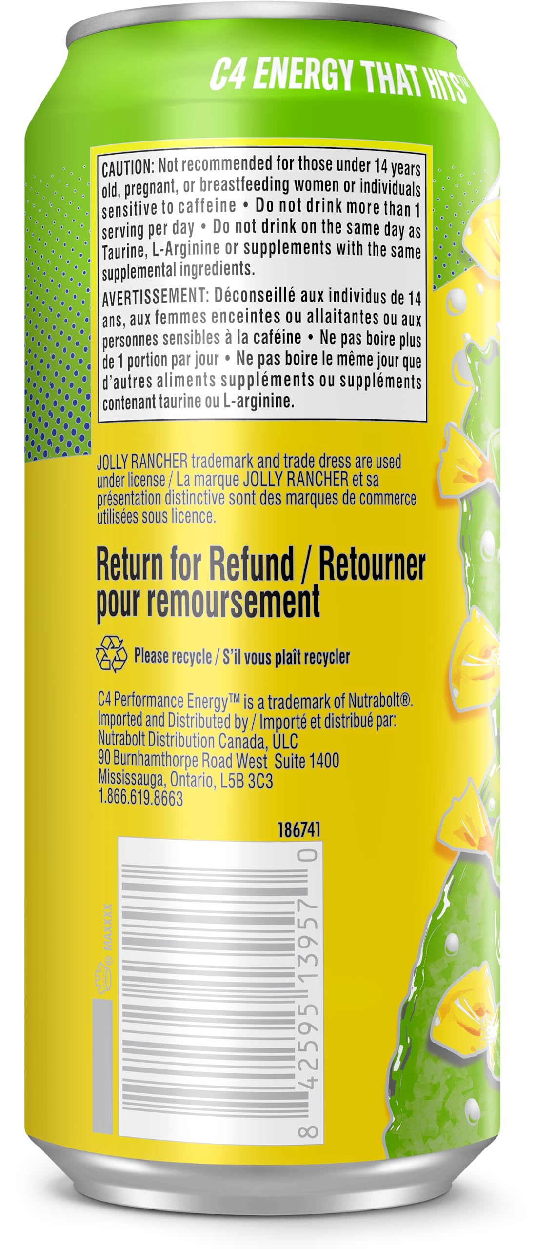 Cellucor C4 Performance Energy Drink, Jolly Rancher Green Apple, Carbonated Sugar Free Drink with no Artificial Colours or Dyes, 473mL, 12 count 🍁 All In One Marketplace Canada