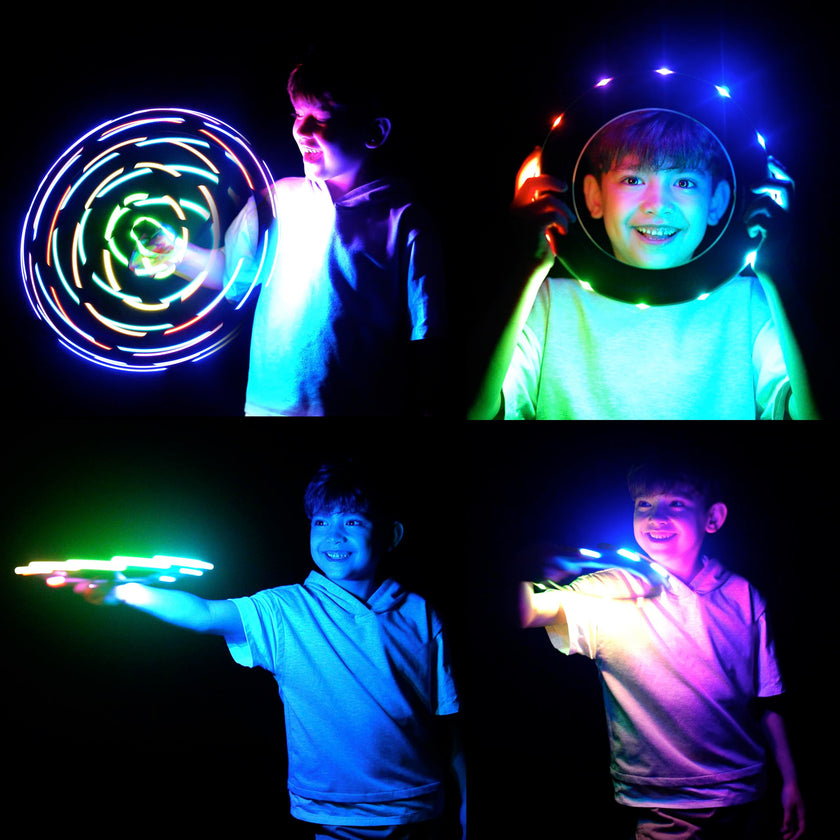 TOSY Flying Ring - 12 Monocolor LEDs, Super Bright, Lost Mode, Auto Light Up, Birthday Gift for Kid/Teen/Boy/Girl, Safe, Waterproof, Pool/Beach/Camping Toy (Blue) 🍁 All In One Marketplace Canada