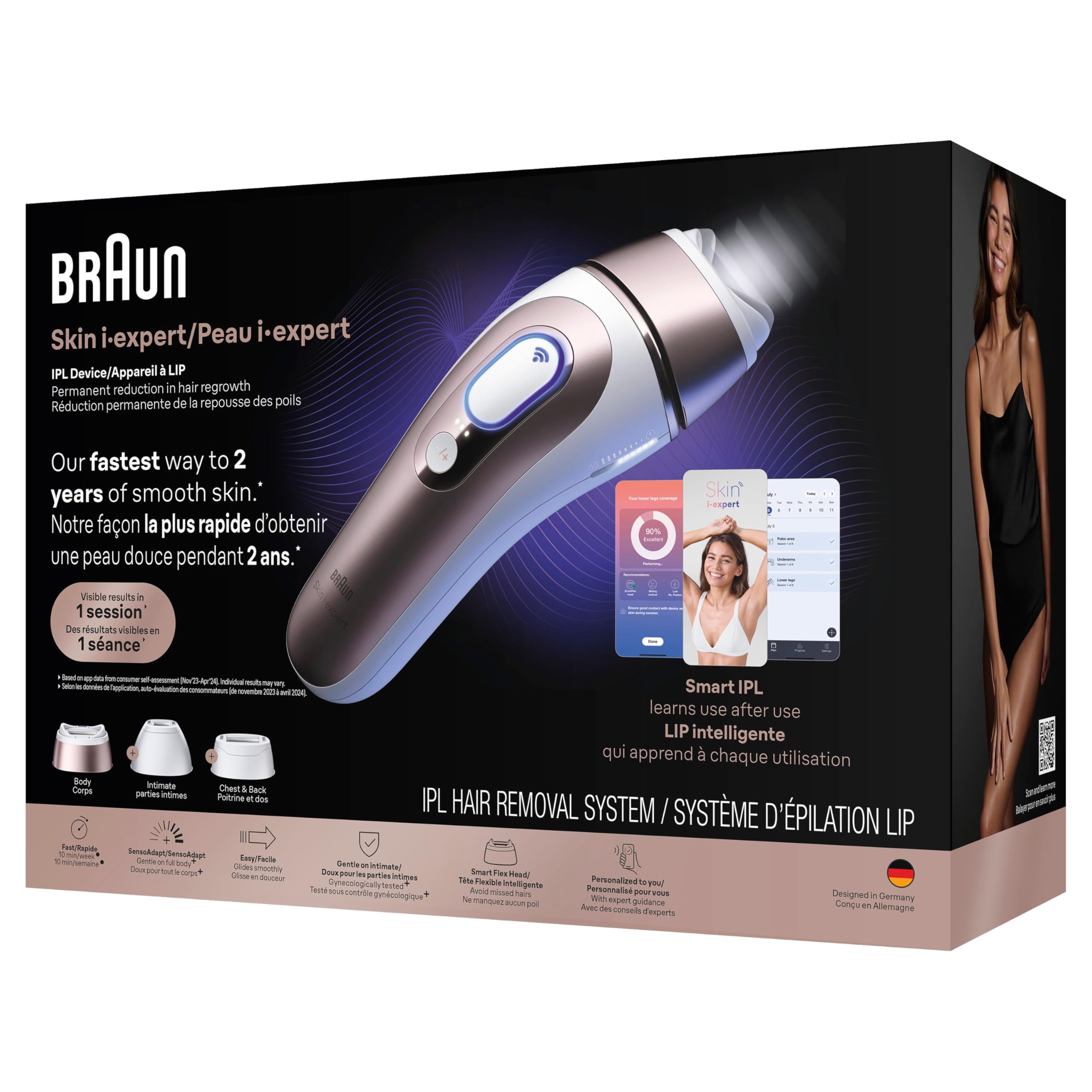 Braun IPL, Laser Hair Removal for Women & Men, Skin i-Expert IPL 7, Smart At-Home Laser with Venus Razor + 3 Heads + App, PL7243 🍁 All In One Marketplace Canada