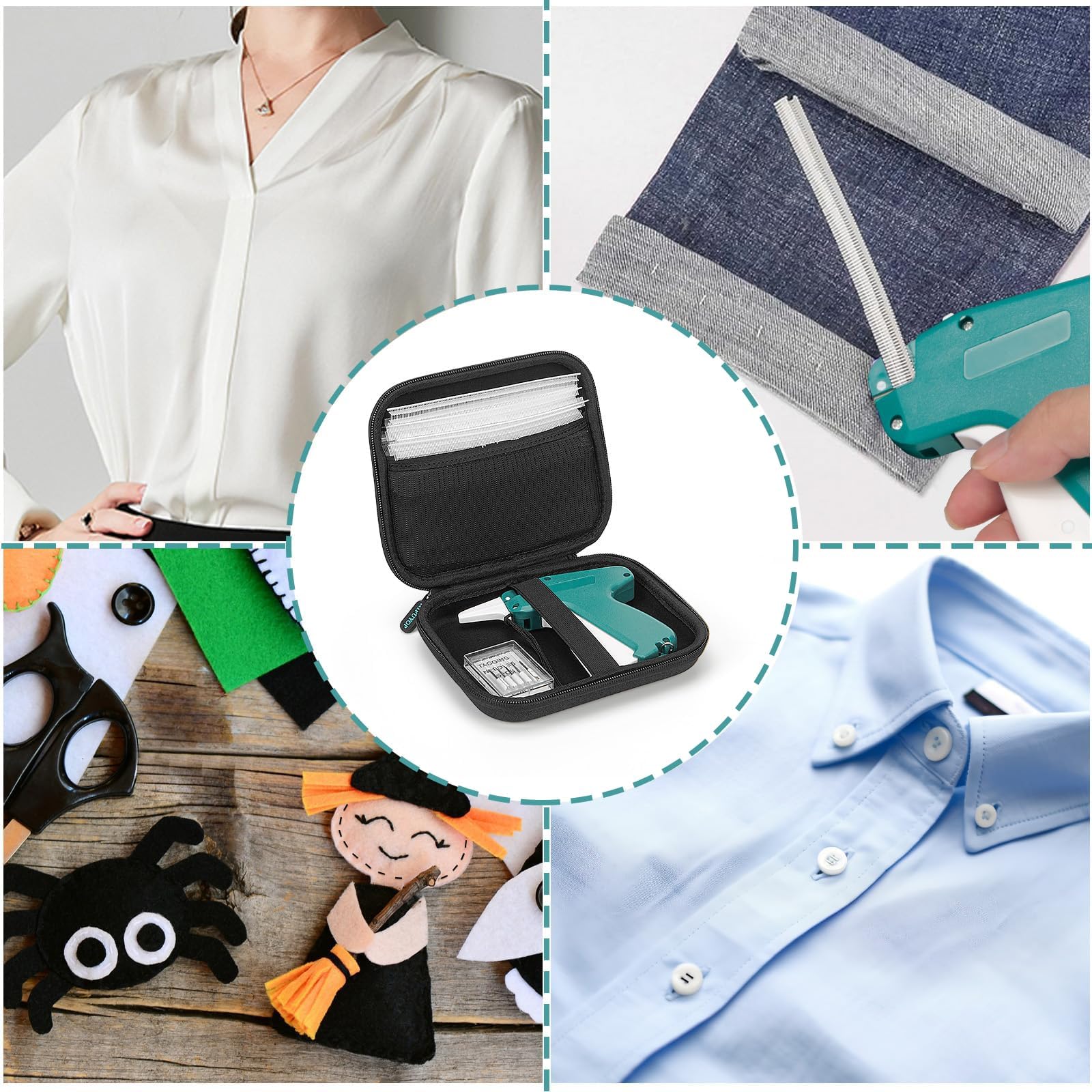 Mini Stitch Gun for Clothes, Mini Clothing Stitcher Gun, Speedy Clothing Fixer Stitchy, Quick Stitch Sewing Gun Kit with 2500 Black & 2500 White Fasteners, 6 Needles and Hard Case - Not Standard Gun 🍁 All In One Marketplace Canada