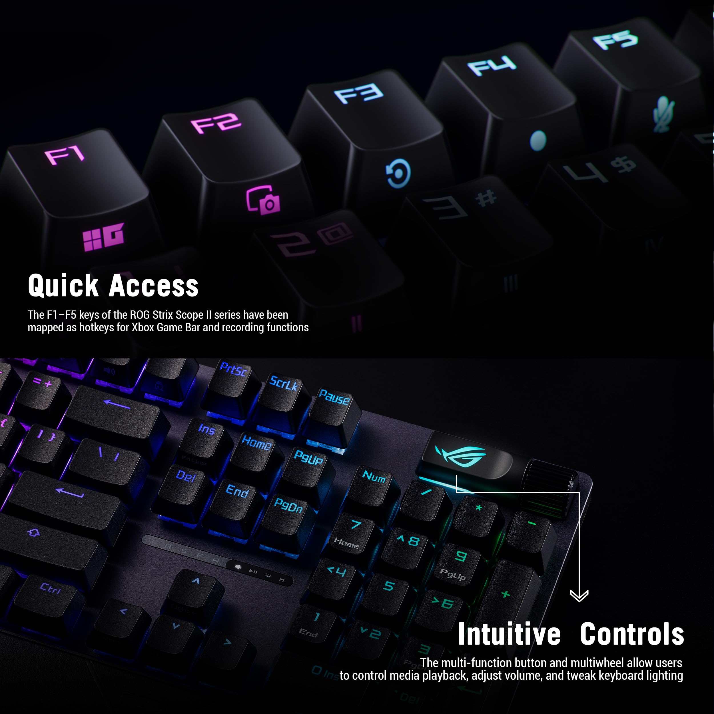 ASUS ROG Strix Scope II X Wired USB Mechanical Gaming Keyboard – 100% Full-Size, Hot Swappable Pre-lubed ROG NX Snow V2 Linear Switches, PBT Keycaps, RGB, PC/Mac Support - Black 🍁 All In One Marketplace Canada