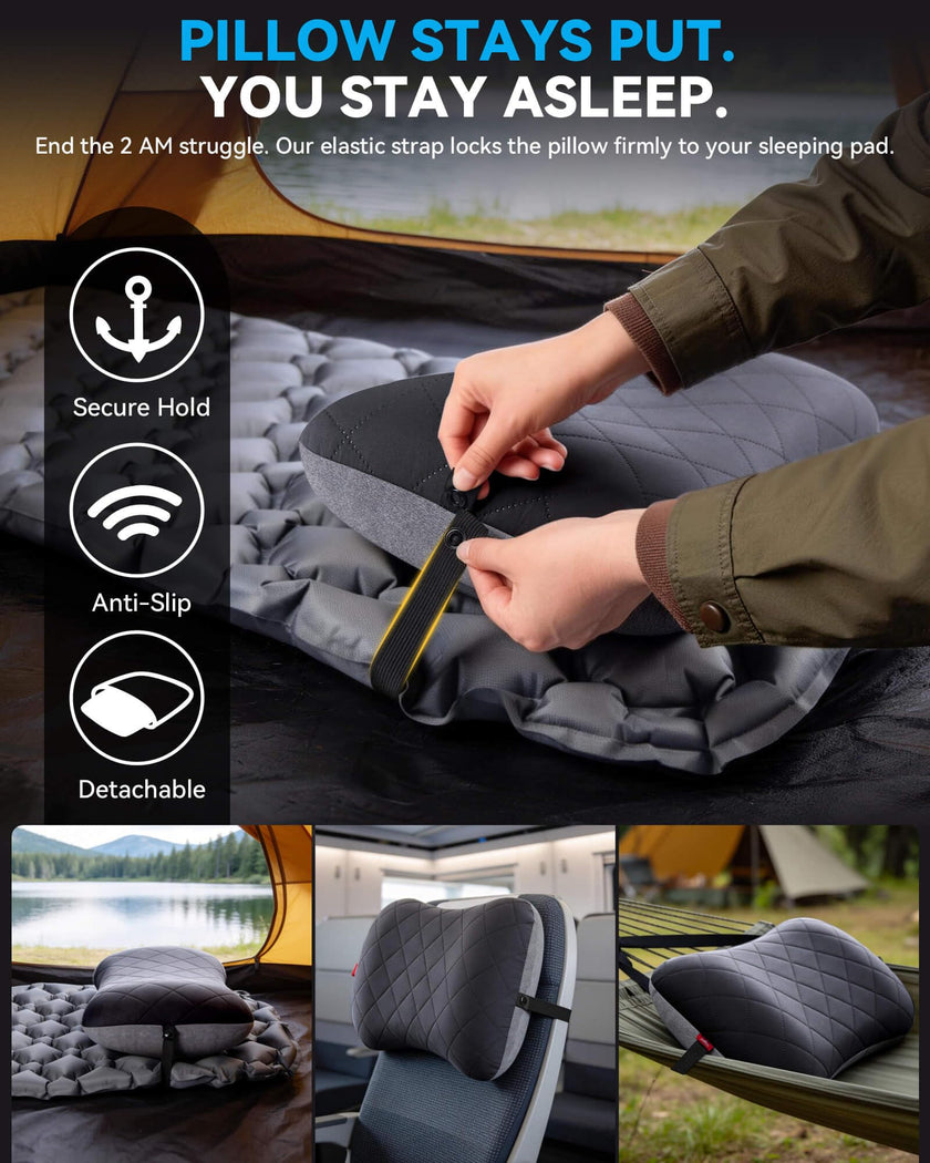 Hikenture Camping Pillow with Removable Cover - Ultralight Inflatable Pillow for Neck Lumber Support - Upgrade Backpacking Pillow - Washable Travel Air Pillows for Camping, Hiking, Backpacking (Black) 🍁 All In One Marketplace Canada
