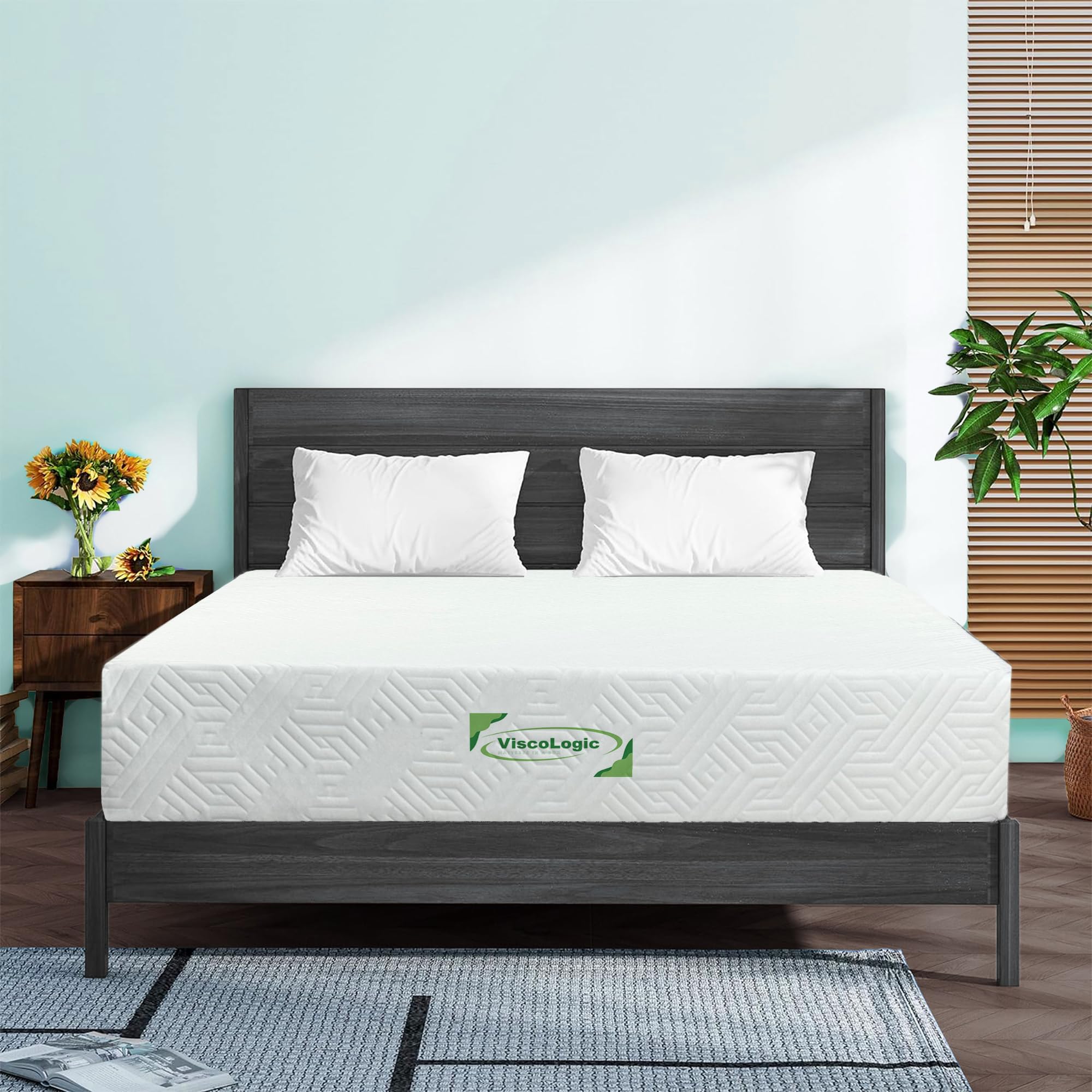 ViscoLogic Made in Canada 10 Inch Queen Mattress, Cool Gel Infused Foam, Medium Firm Support & Pressure Relief for Adults, Mattress in a Box, CertiPUR-US®, Queen Size 🍁 All In One Marketplace Canada