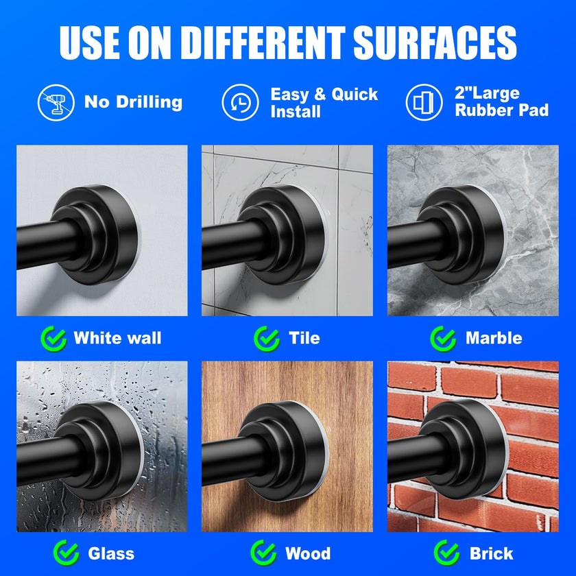 Ausemku Shower Curtain Rod Tension - 32-80 Inch Never Rust Non-Slip Spring Tension Curtain Rod No Drilling Stainless Steel Curtain Rod Use Bathroom Kitchen（Black） 🍁 All In One Marketplace Canada