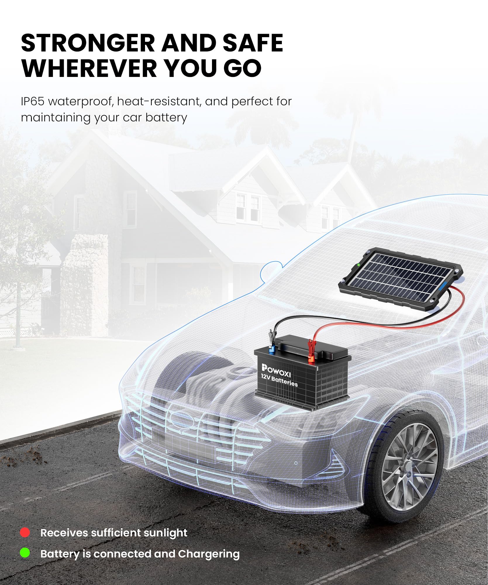 Solar Battery Trickle Charger for Car Battery, Portable and Waterproof Solar Battery Maintainer, Amorphous Silicon Solar Panel car Battery Charger (Solar Battery Charger 7.5W) 🍁 All In One Marketplace Canada