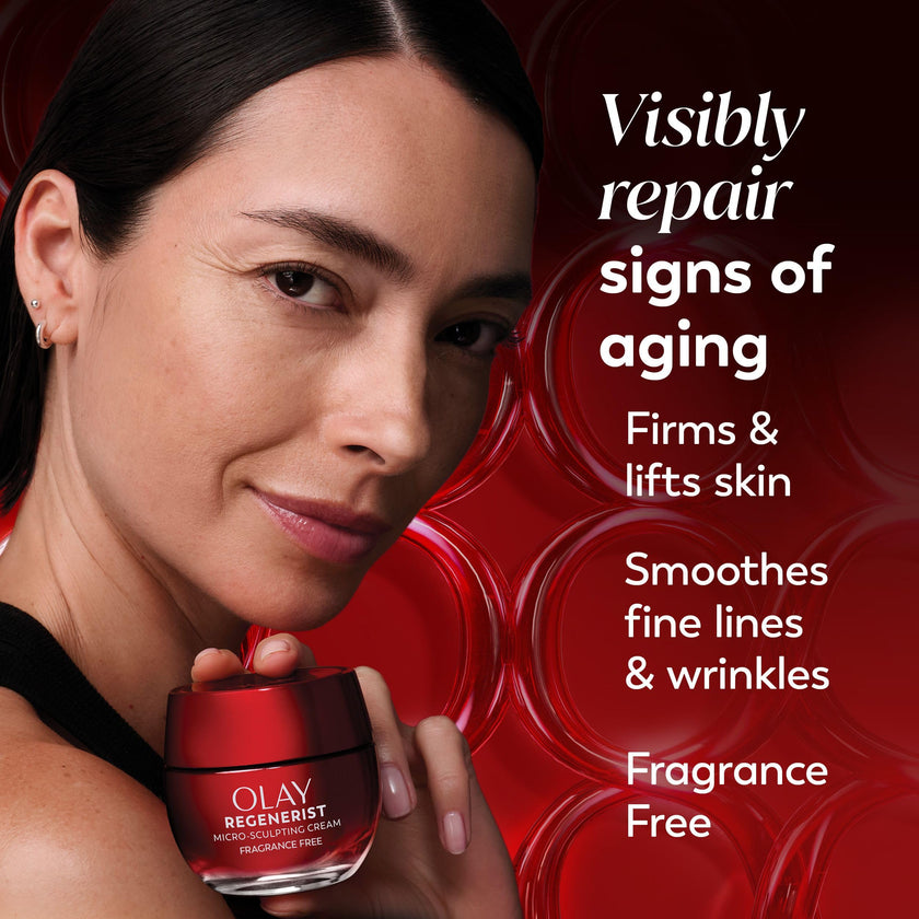 Olay Face Moisturizer, Regenerist Micro-Sculpting Cream for Women, Fragrance-Free - Hydrating, Anti-Aging, Anti-Wrinkle, Firming Skin Care - Hyaluronic Acid, Niacinamide, Amino Peptides, 50 mL [Packaging may Vary] 🍁 All In One Marketplace Canada