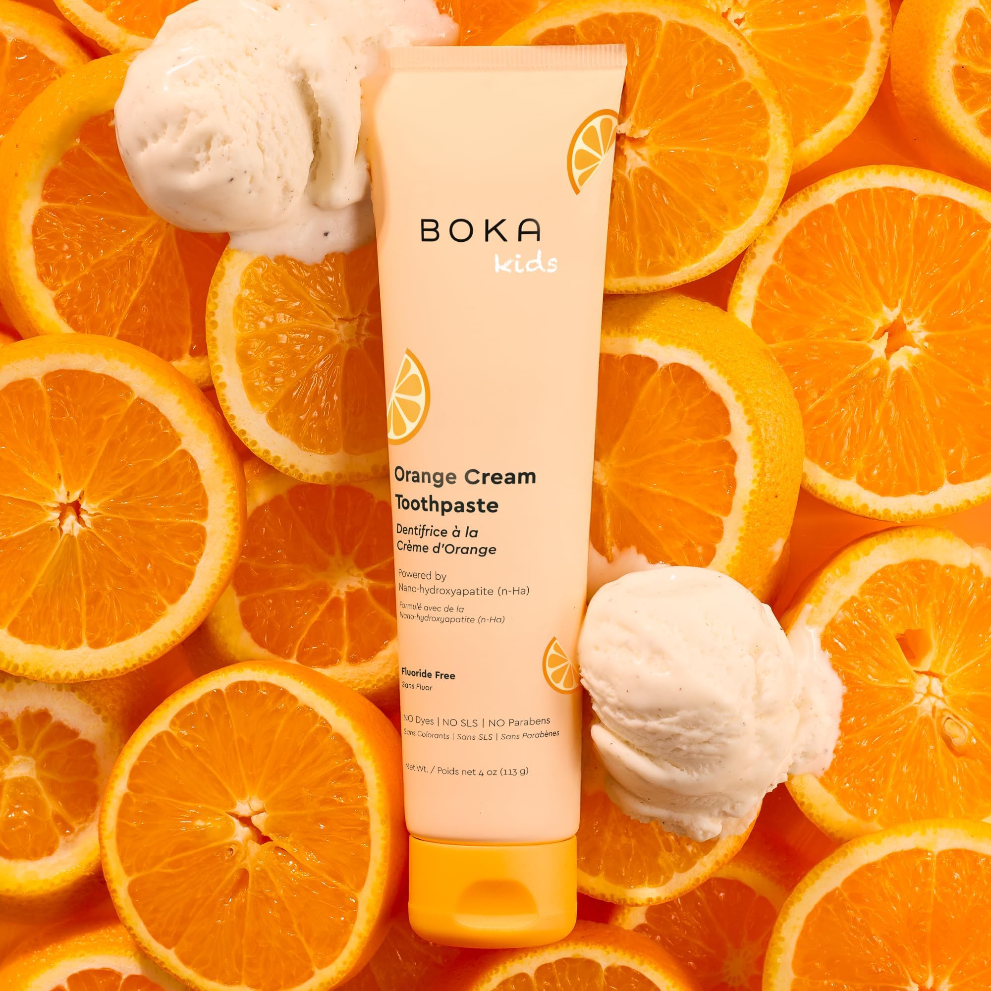 Boka Fluoride Free Toothpaste, Nano Hydroxyapatite, Training Toothpaste - Orange Cream Flavor, 4 Fl Oz (113g) 1Pk 🍁 All In One Marketplace Canada