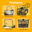 Retrospec Apollo Detachable Front Bike Basket Steel Half-Mesh with Integrated Detachable Hooks and Built-in Handle, Easy Assembly and Portability for Bicycles 🍁 All In One Marketplace Canada