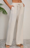 AISEW Women's Cotton Linen Palazzo Pants Drawstring Elastic Waist Casual Wide Leg Long Lounge Trousers with Pockets (Beige, 7031M) 🍁 All In One Marketplace Canada