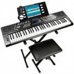 RockJam 61 Key Keyboard Piano With Pitch Bend Kit, Keyboard Stand, Piano Bench, Headphones, Simply Piano App & Keynote Stickers 🍁 All In One Marketplace Canada