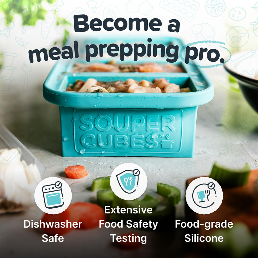 Souper Cubes 1 Cup Silicone Freezer Molds with Lids – Aqua - 2-Pack 🍁 All In One Marketplace Canada