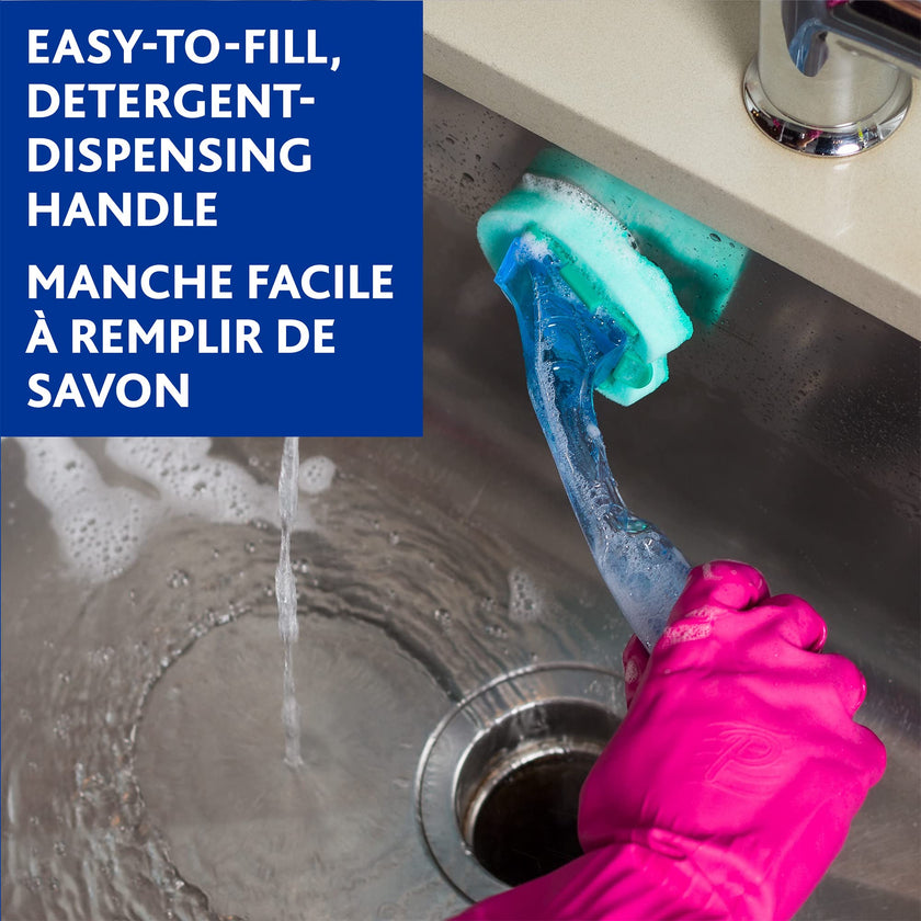 Vileda Scrunge Multi-Use Dishwand with 1 Extra Refill | Non-Scratch Dish Brush | Replaceable Scrubbing Sponge Head 🍁 All In One Marketplace Canada