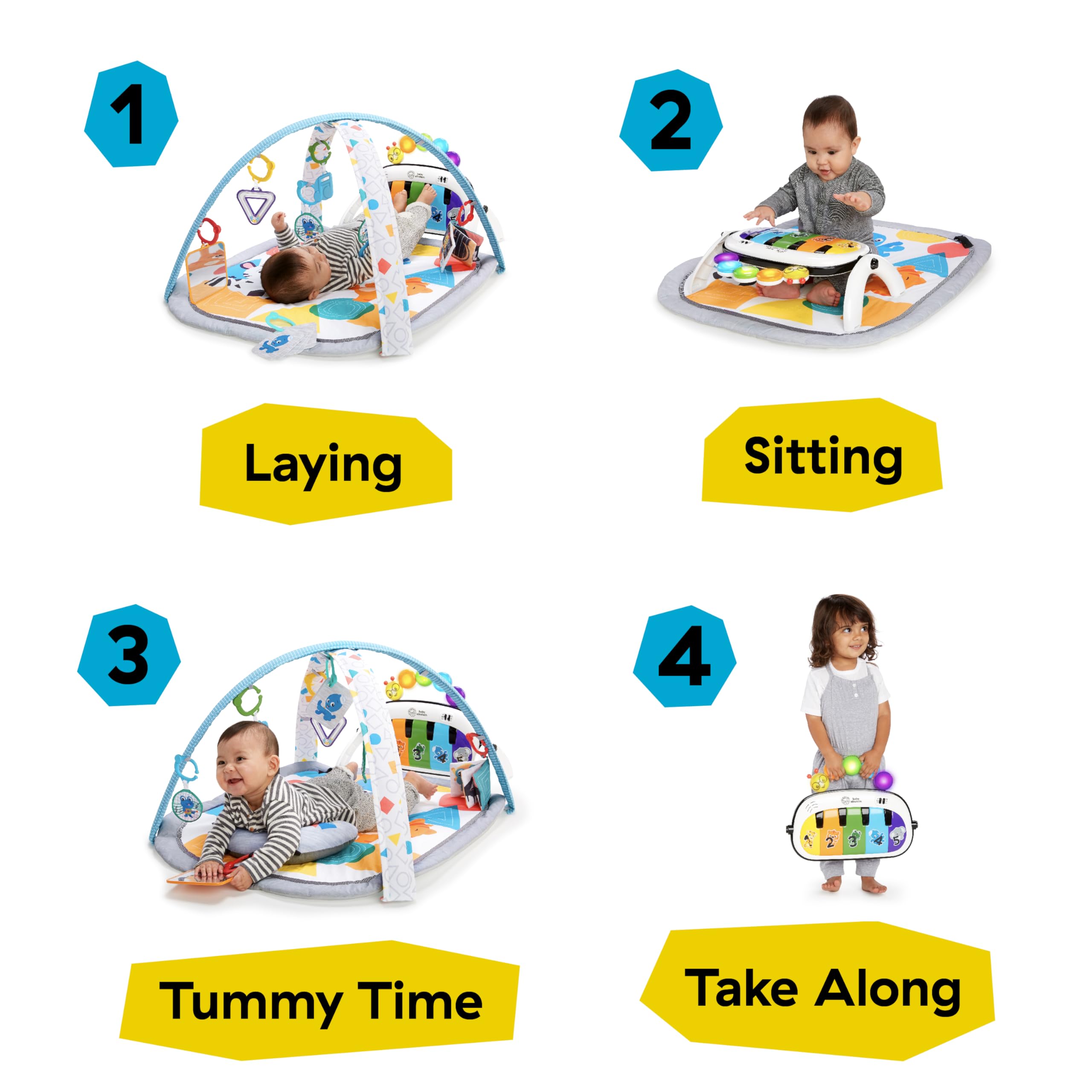Baby Einstein 4-in-1 Kickin' Tunes Music and Language Play Gym and Piano Tummy Time Activity Mat 🍁 All In One Marketplace Canada