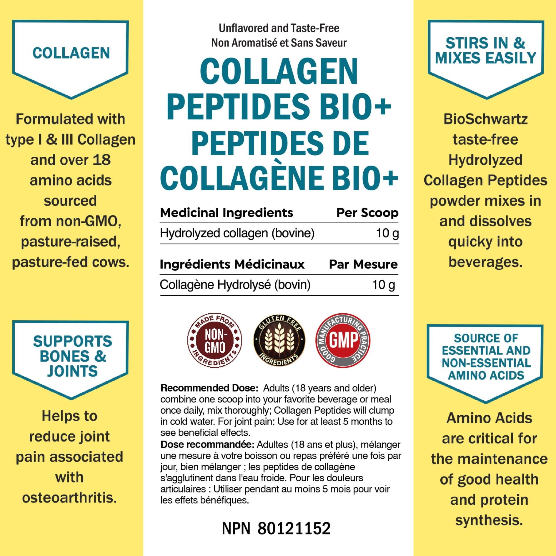 Collagen Peptides Powder | Hydrolyzed Collagen Powder with 18 Essential Amino Acids | Supports Healthy Skin Hair & Nails | Bone & Joint Support | Unflavored, Non GMO, Gluten Free | Easy to Mix | 16 oz 🍁 All In One Marketplace Canada