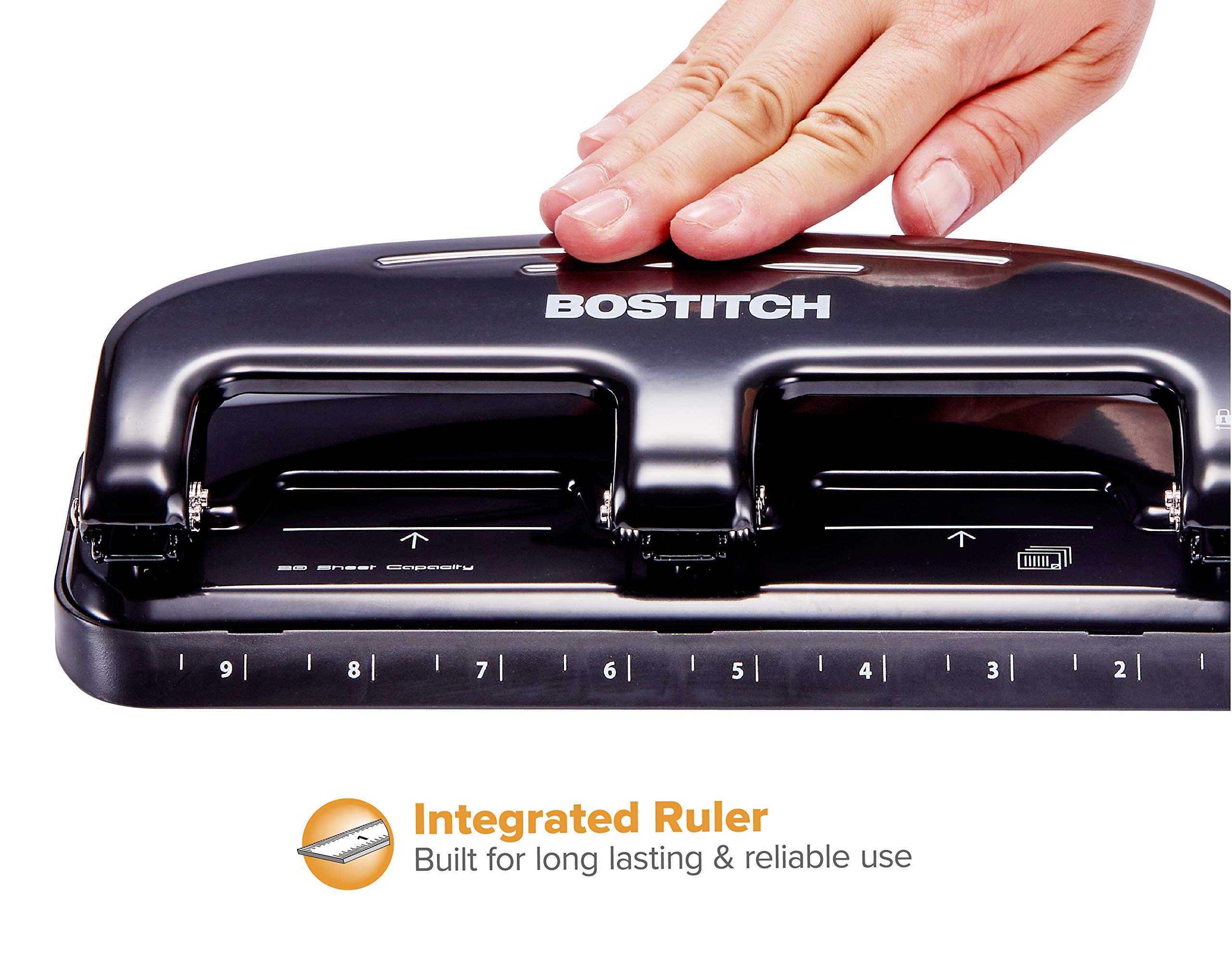 Bostitch Office EZ Squeeze 20 Sheet Standard 3 Hole Punch, Metal Construction, Silver/Black (HP20) 🍁 All In One Marketplace Canada