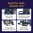 Drive Medical Single Axle Blue Streak Wheelchair, Flip Back Desk Arm, Swing Away Footrests, 18