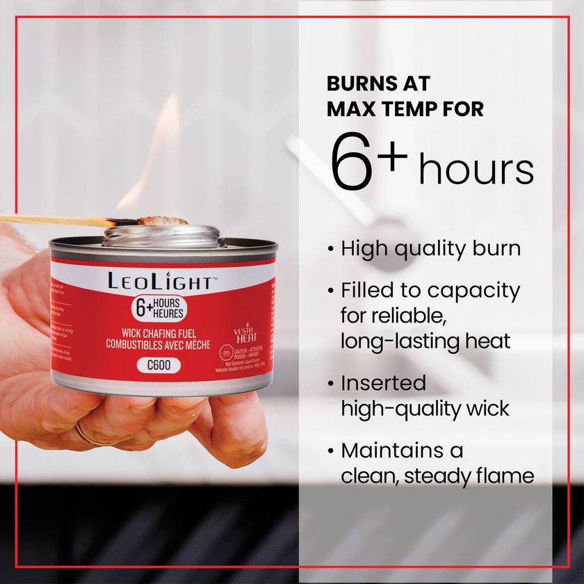 6 Pack Chafing Fuel 6 Hour Burn – Odorless, Smokeless & Spill-Proof Wick, 7.8oz Food Warmer Fuel for Chafing Dish Buffet Set & Catering Use, LeoLight 🍁 All In One Marketplace Canada
