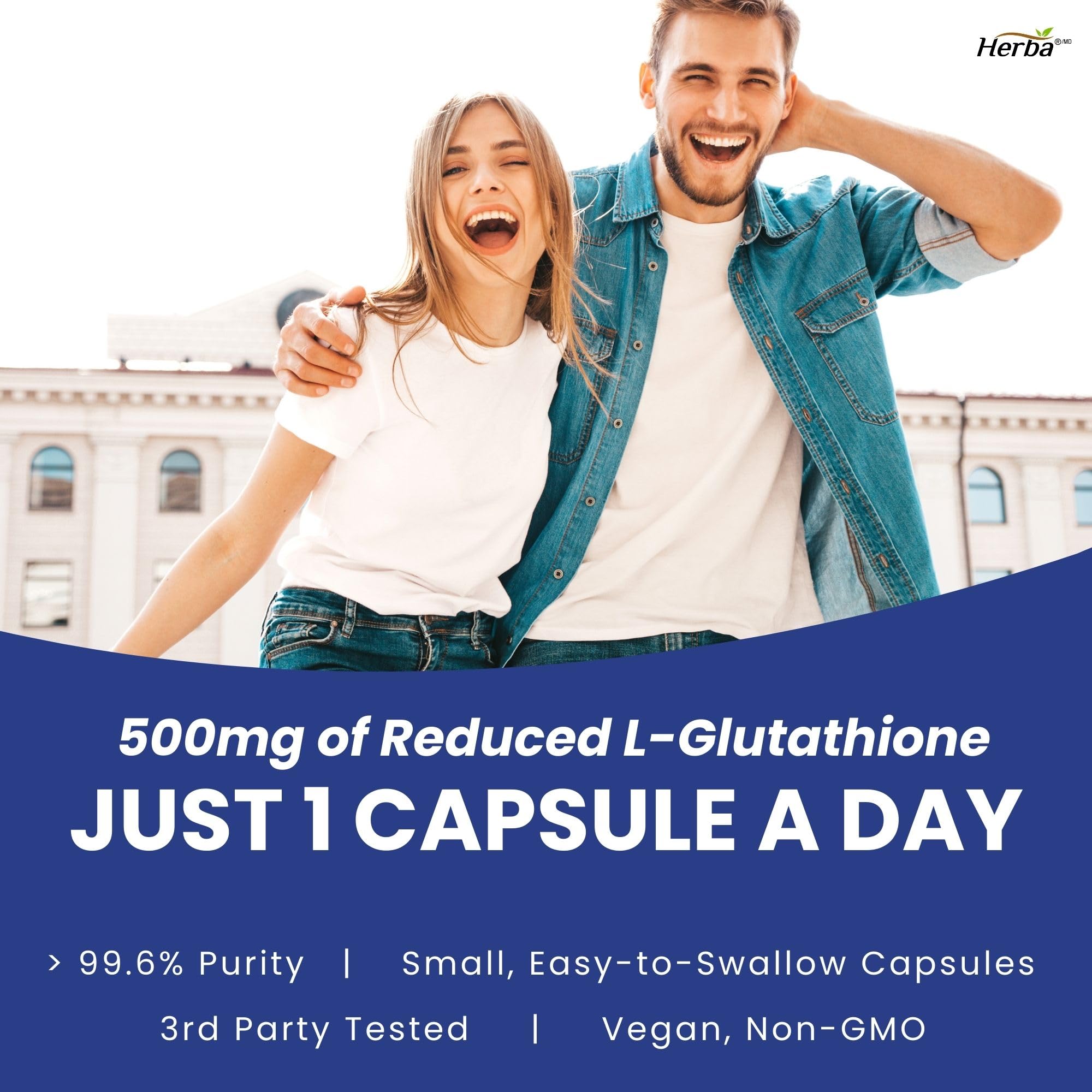 Herba Glutathione Supplement 500mg - 60 Vegetable Capsules | L Glutathione Reduced Active Form | Super Glutathione 500mg Capsule for Antioxidants | >98.5% Purity | Made in Canada 🍁 All In One Marketplace Canada