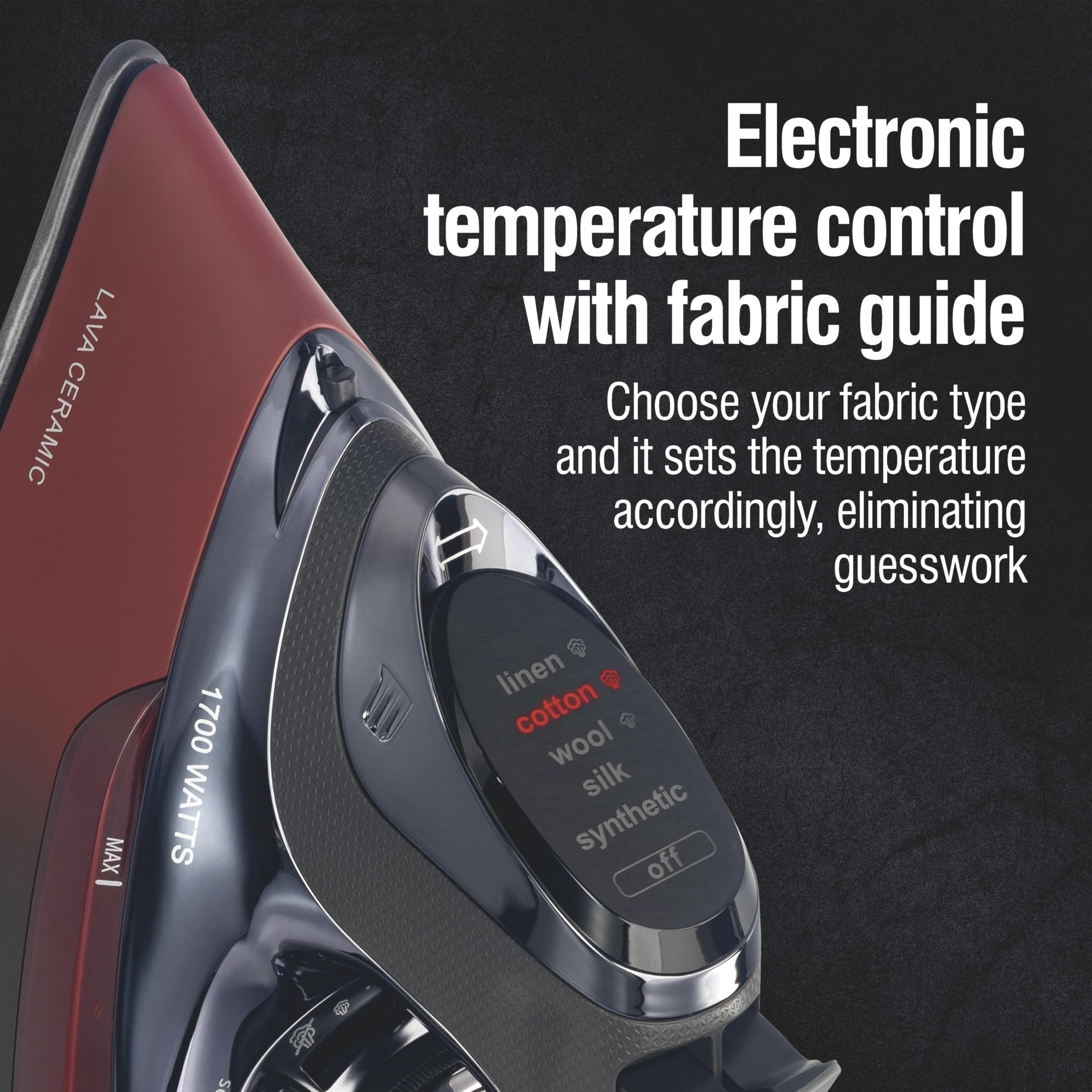 CHI Steam Iron for Clothes with 8’ Retractable Cord, 1700 Watts, 3-Way Auto Shutoff, 400+ Holes, Professional Grade, Temperature Control Dial, Lava Infused Ceramic Soleplate, Black (13113) 🍁 All In One Marketplace Canada