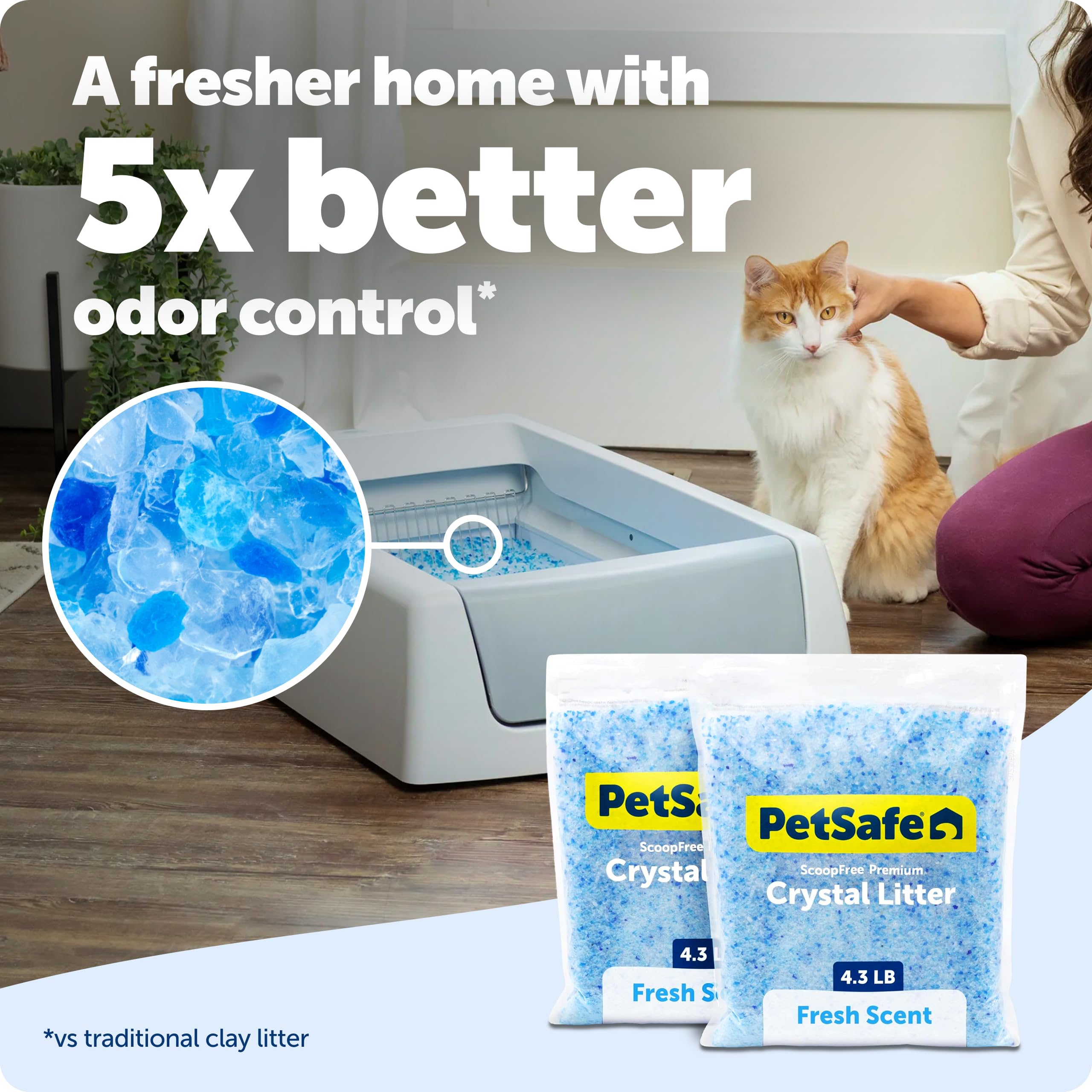PetSafe ScoopFree Premium Blue Crystal Litter, Superior Odor Control - Low Tracking for Less Mess - Lasts Up to 1 Month (2 Pack of 4.3 Lb Bag) 🍁 All In One Marketplace Canada