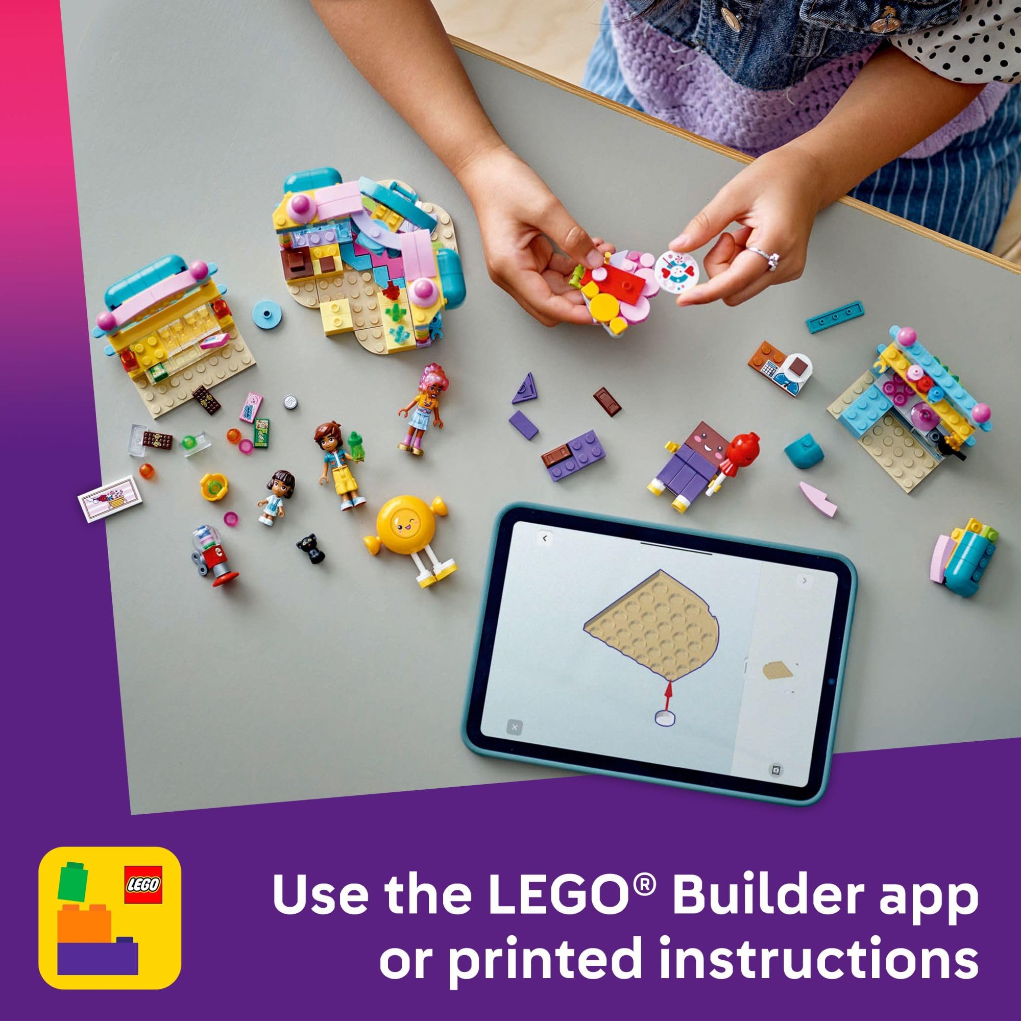 LEGO Friends Heartlake City Candy Store Building Toy - Pretend Play Set for Kids, Girls and Boys, Ages 6+ - with 2 Minidolls, a Micro-Doll, and a Cat Figure - Gift Idea for Birthday - 42649 🍁 All In One Marketplace Canada