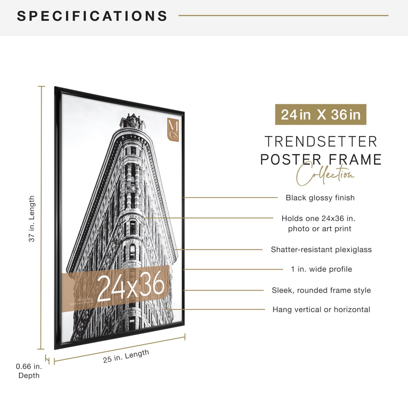 MCS 65549 Trendsetter Poster Frame, 24 by 36-Inch, Black 🍁 All In One Marketplace Canada
