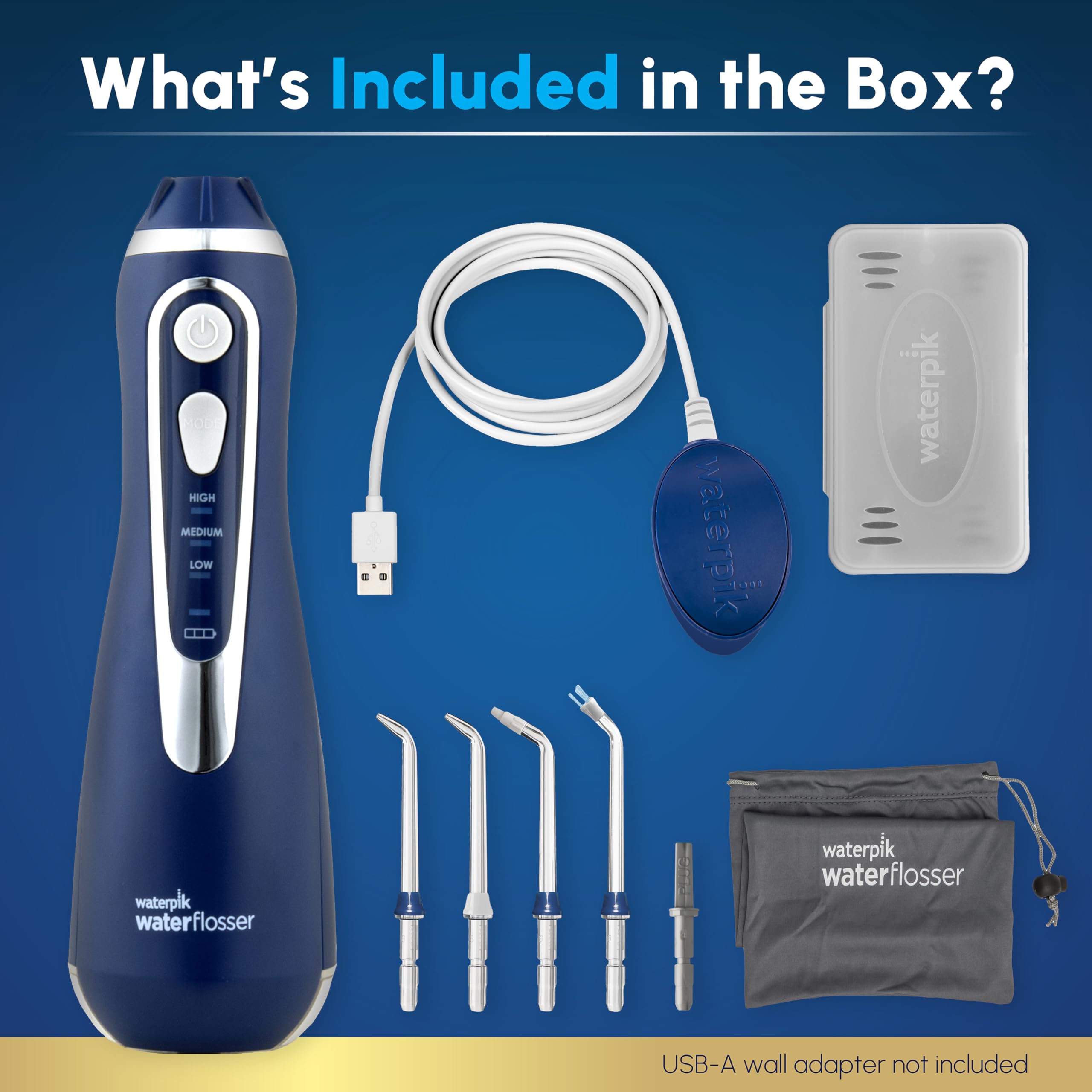 Waterpik Cordless Advanced 2.0 Water Flosser for Teeth, Gums, Braces, Dental Care with Travel Bag & 4 Tips, CDA Validated, Waterproof Rechargeable Handheld, Blue (1 Count) Packaging May Vary 🍁 All In One Marketplace Canada
