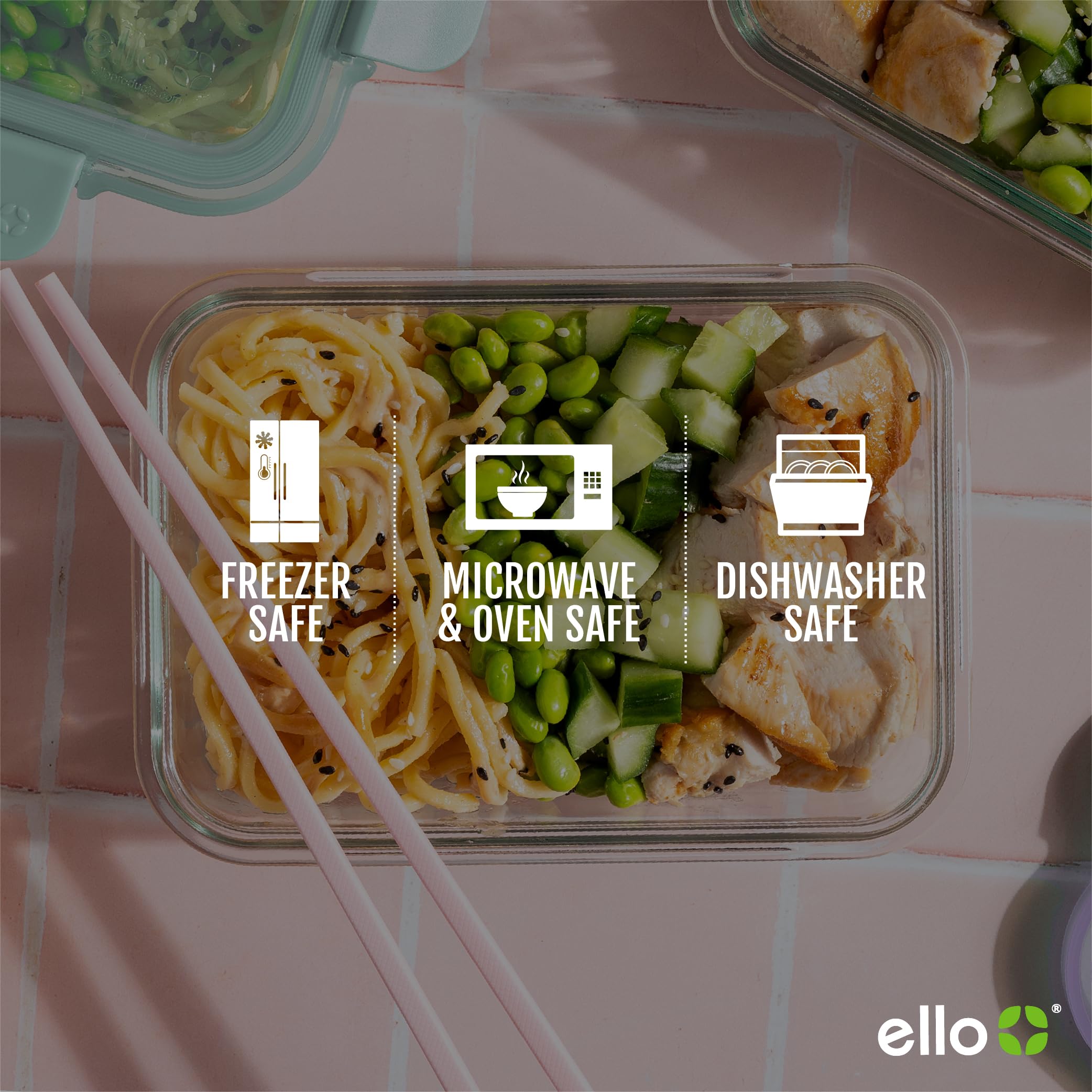 Ello Color Lock 3.4 Cup 10PC, 5 Pack Glass Meal Prep Sets Leak-Proof Glass Food Storage Containers with Airtight BPA-Free Plastic Lids, Dishwasher, Microwave, and Freezer Safe, Desert Festival 🍁 All In One Marketplace Canada