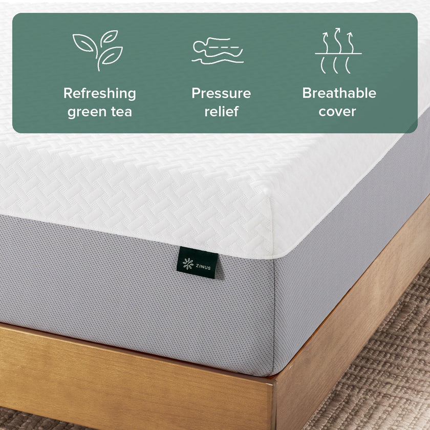 Zinus Full Mattress - 8 Inch Green Tea Essential Memory Foam Mattress, Affordable Mattress, Pressure Relief, CertiPUR-US Certified Foam, Mattress in a Box, 10-Year Warranty, Full Size 🍁 All In One Marketplace Canada