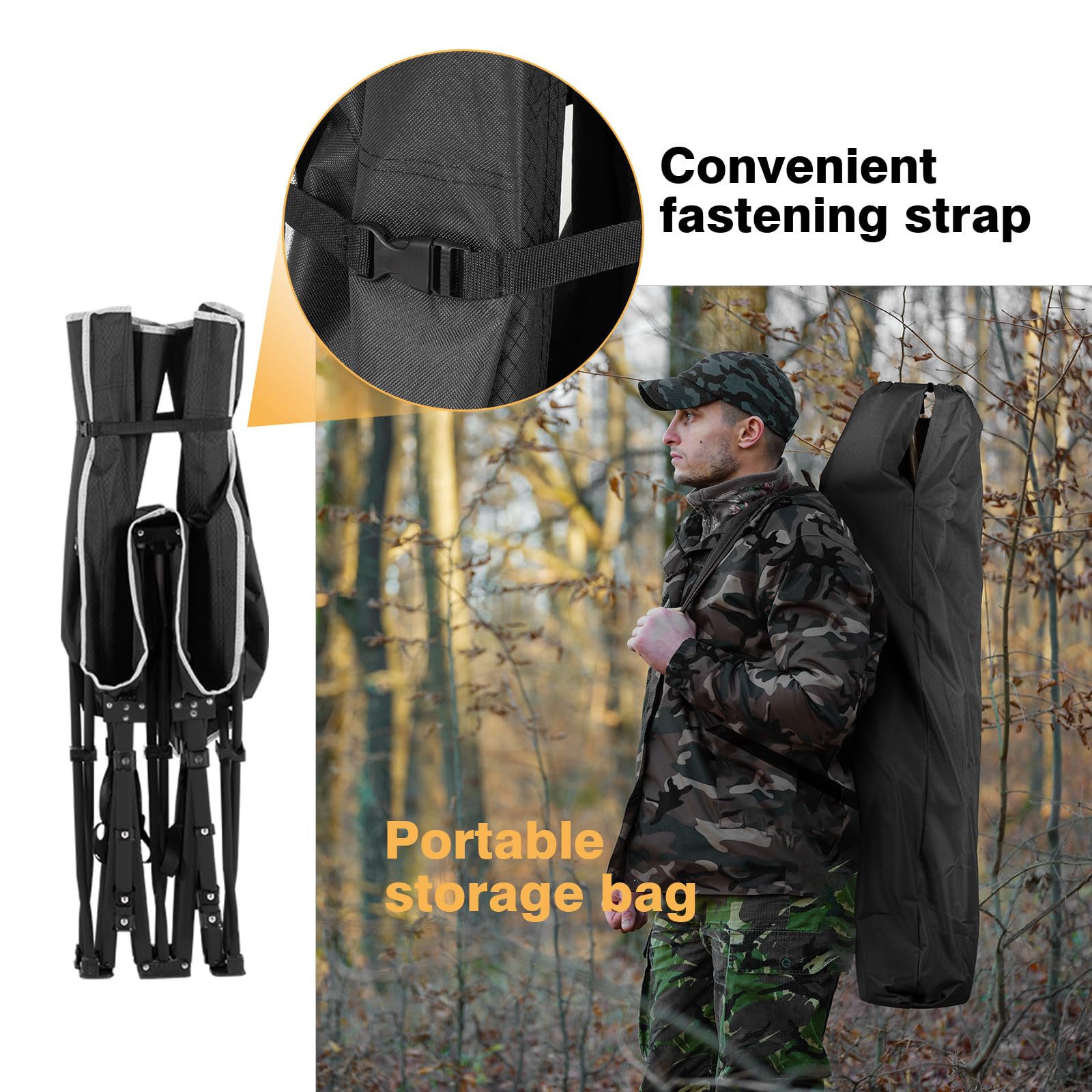 Overmont Portable Folding Camping Cot - 28” Extra Wide Portable Sleeping Cot Load 550 LBS with Carry Bag for Outdoor Travel Home Office Nap, Black 🍁 All In One Marketplace Canada